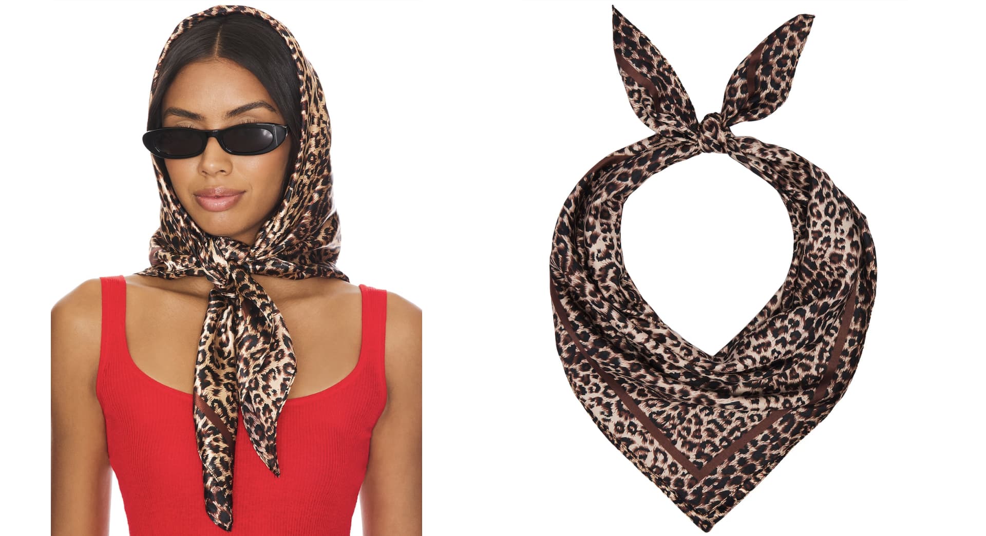 A satin leopard-print scarf. 
