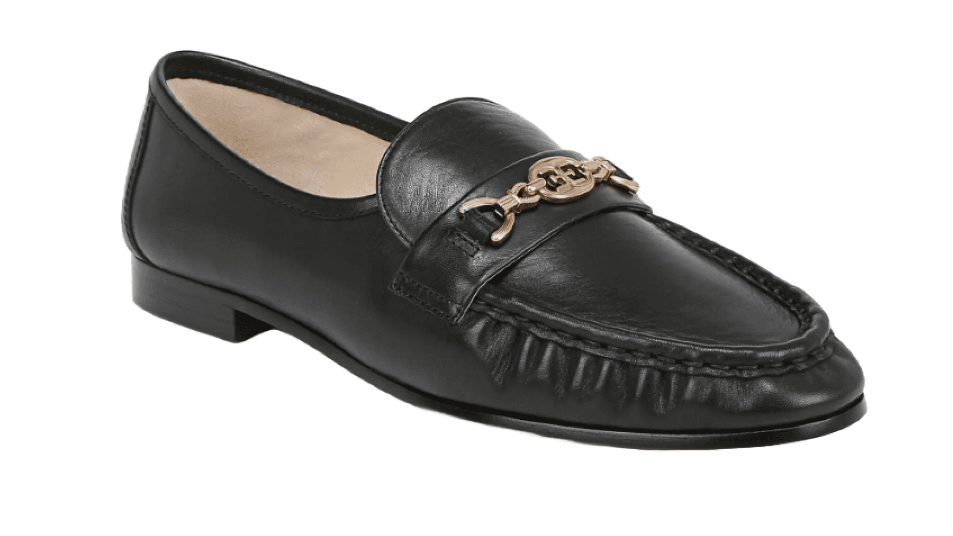 ruched black loafers