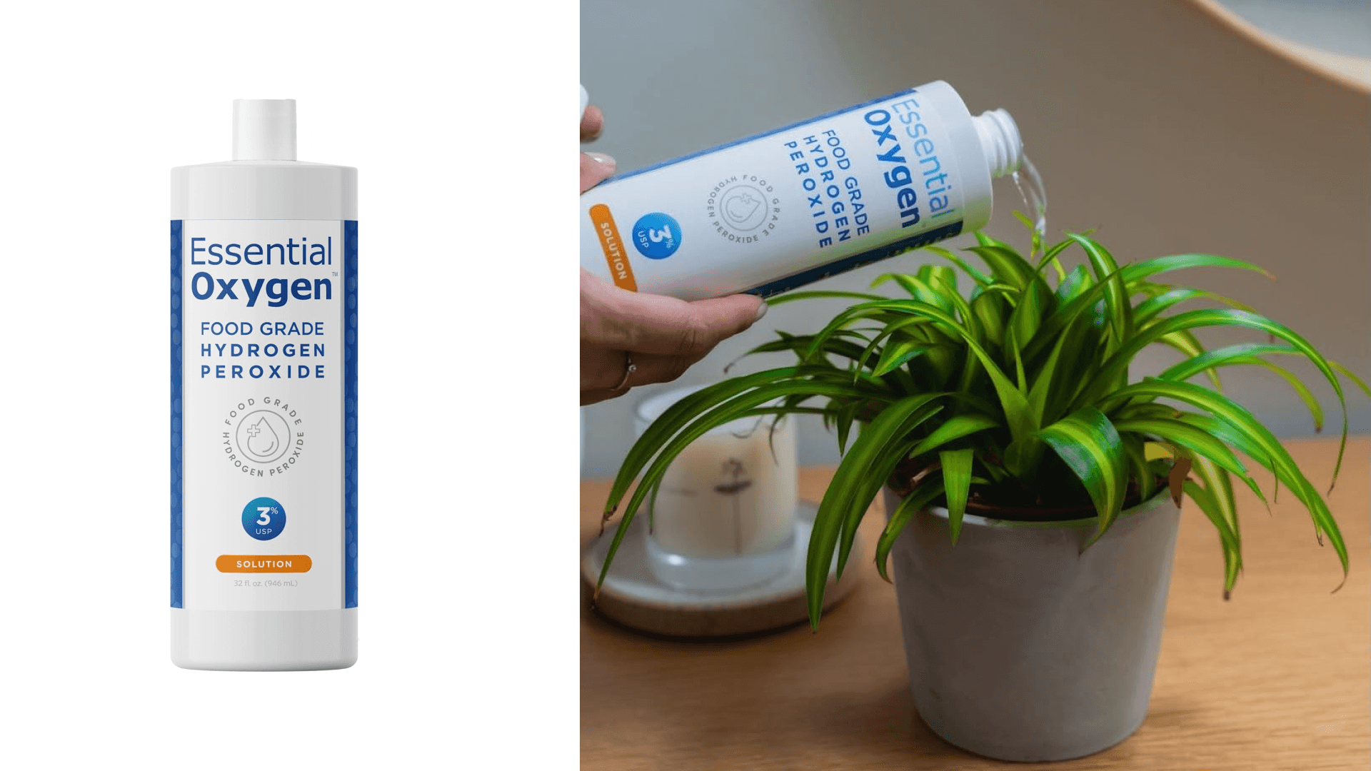 Essential Oxygen Food Grade Hydrogen Peroxide 3%, Natural Cleaner, Refill, 32 Fl Oz