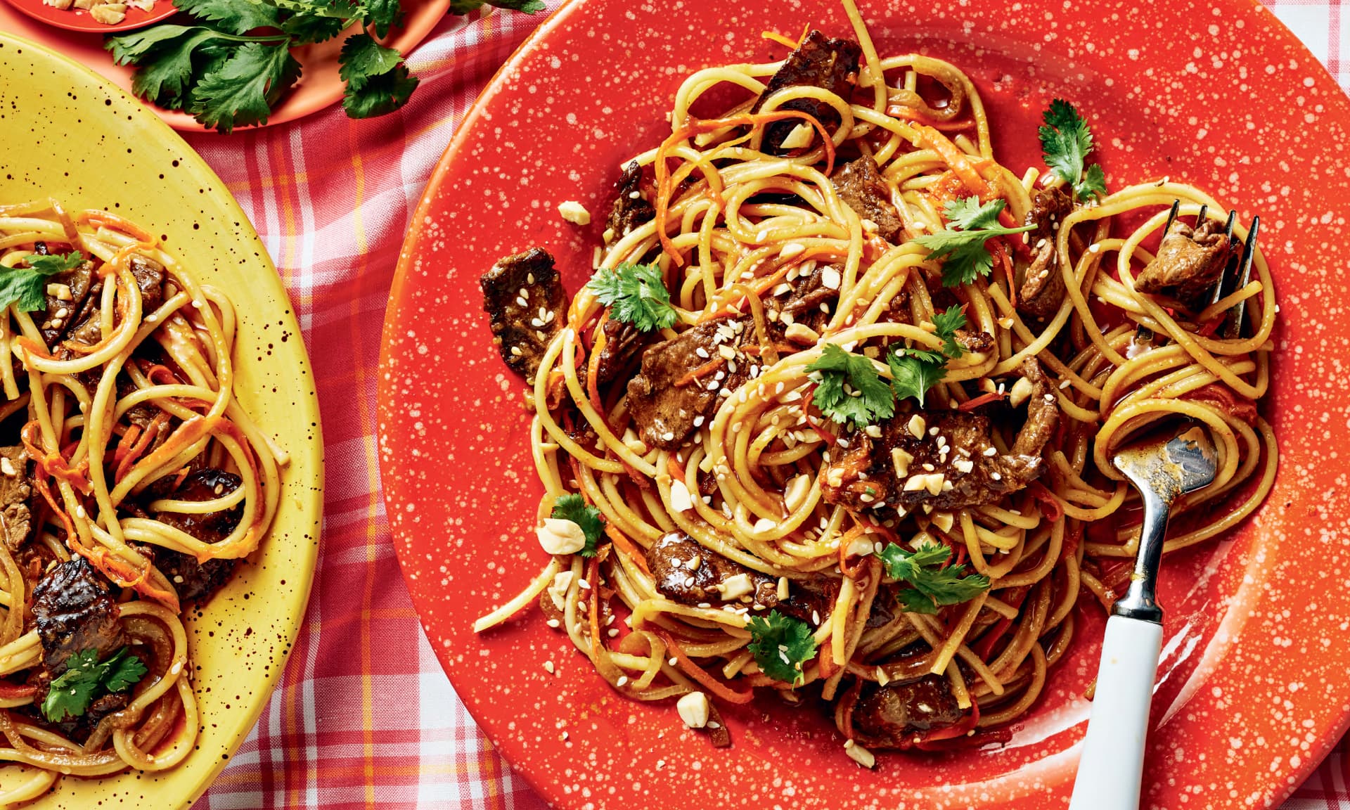 Saucy Sesame Beef Noodles from Caroline Chambers
