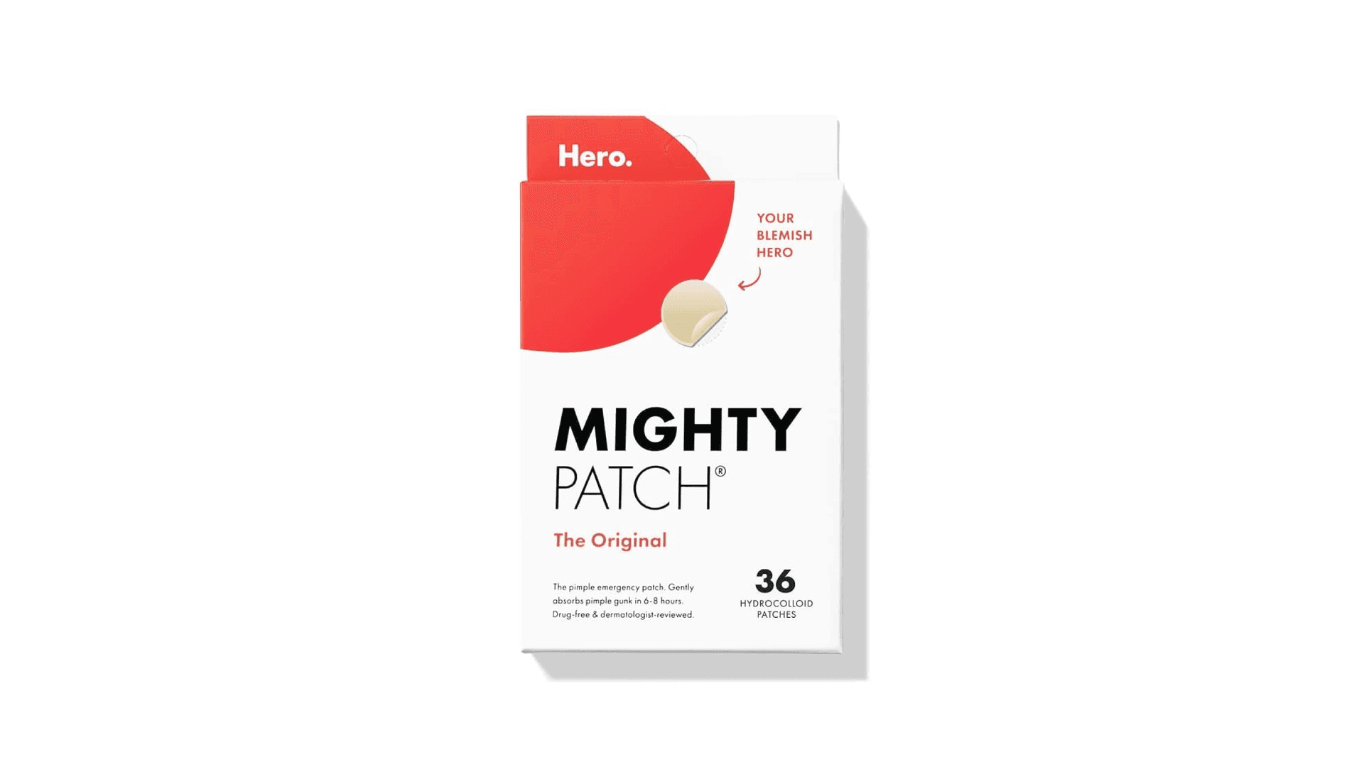 Mighty Patch™ Original patch from Hero Cosmetics – The #1 Hydrocolloid Acne Pimple Patch for Shrinking Zits and Whiteheads in 1 use; Nighttime Spot Stickers for Face and Skin (36 Count)