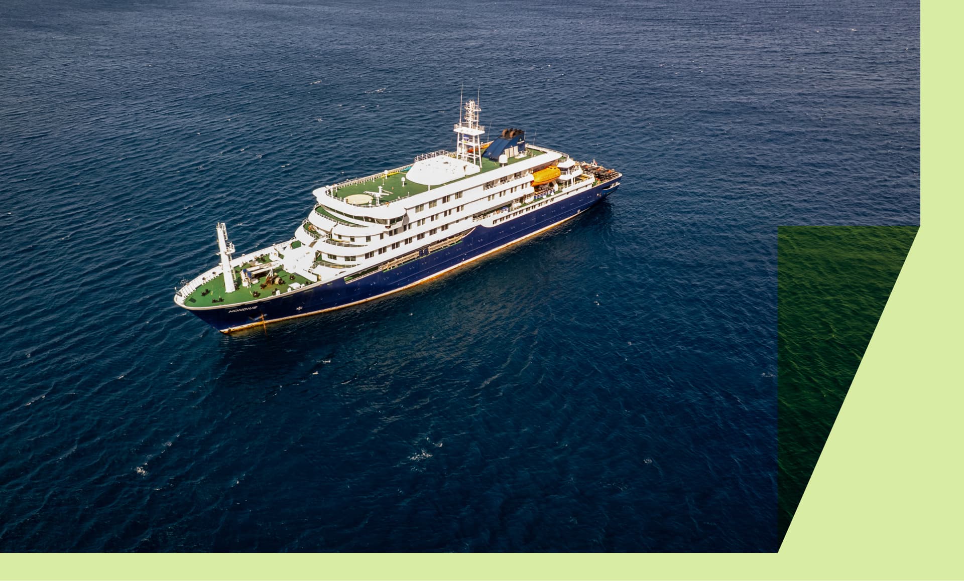 This aerial picture shows a general view of the cruise ship MV Hondius stationary off the port of Praia, the capital of Cape Verde.