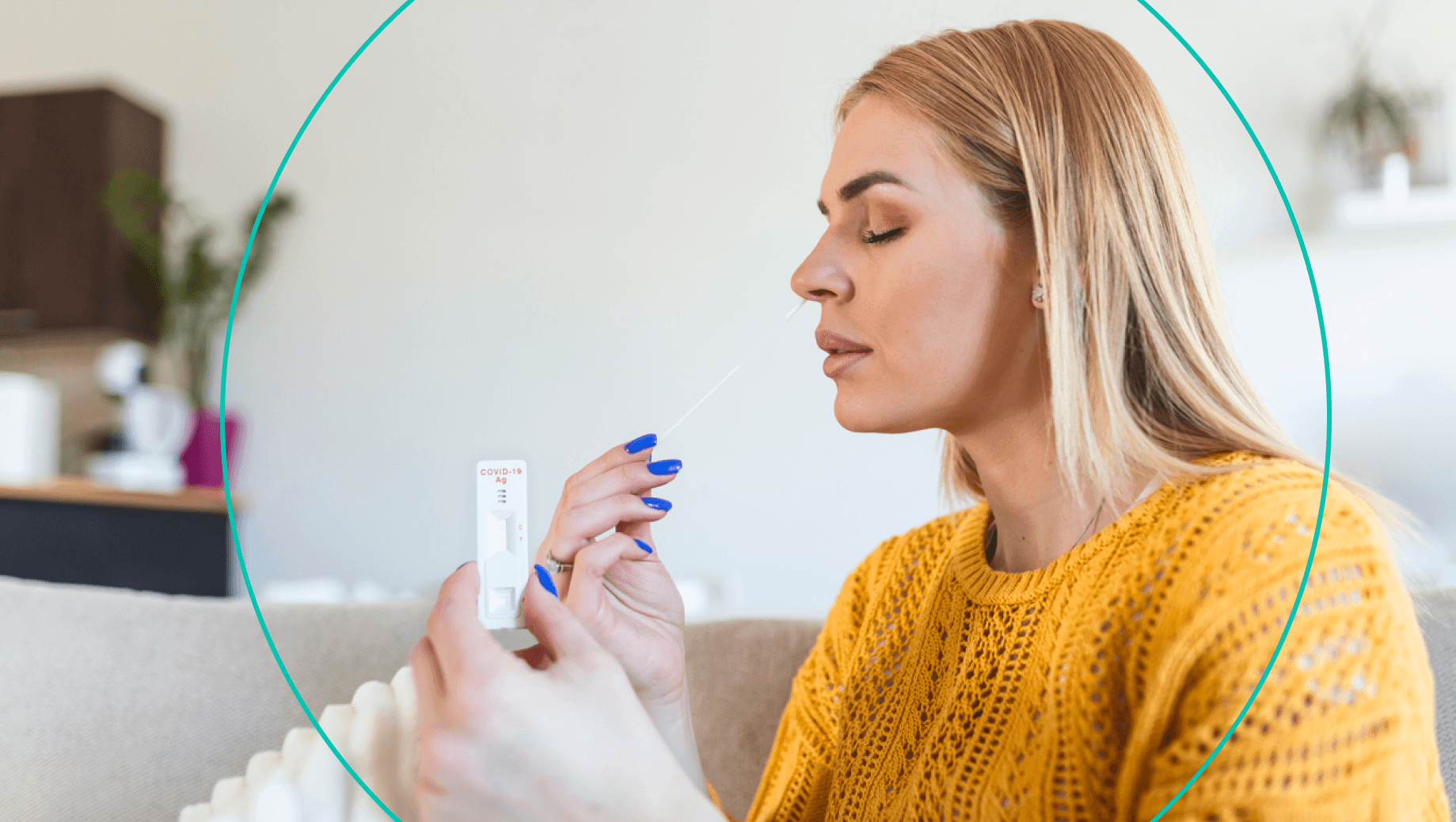 Woman Taking COVID Test at Home