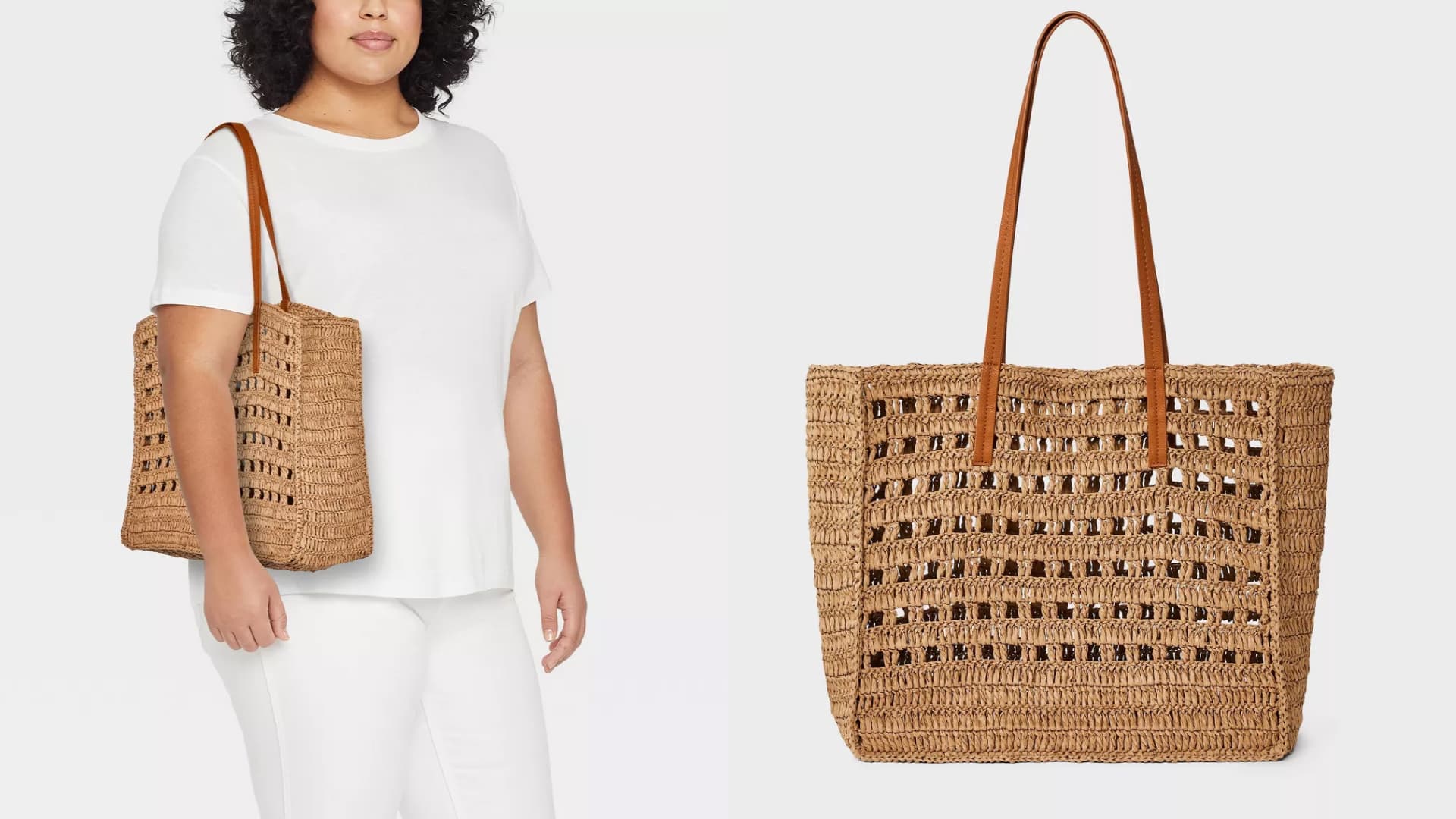 A packable straw tote. 