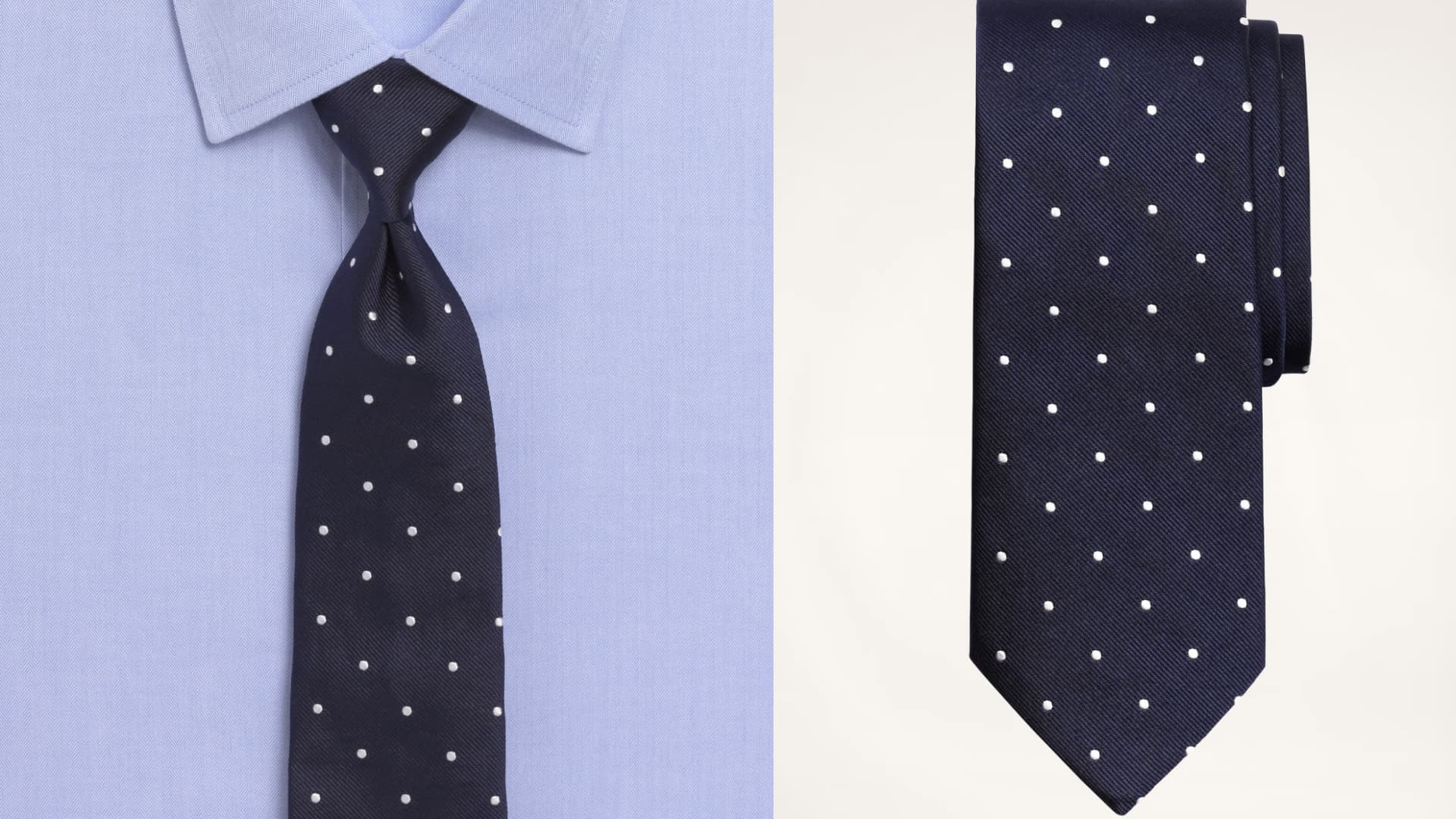 A polka dot tie from Brooks Brother. 