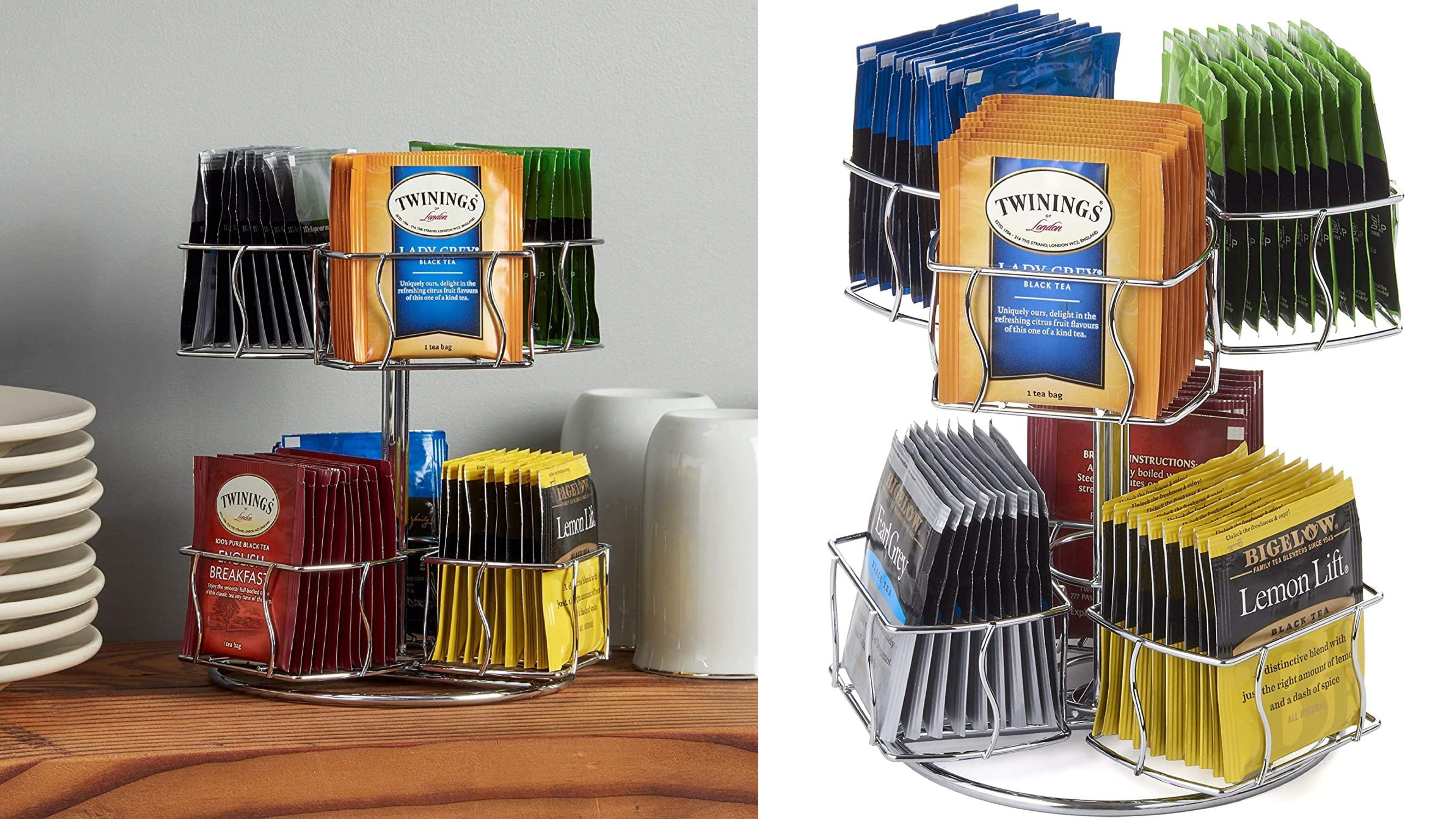metal chrome tea bag carousel holder