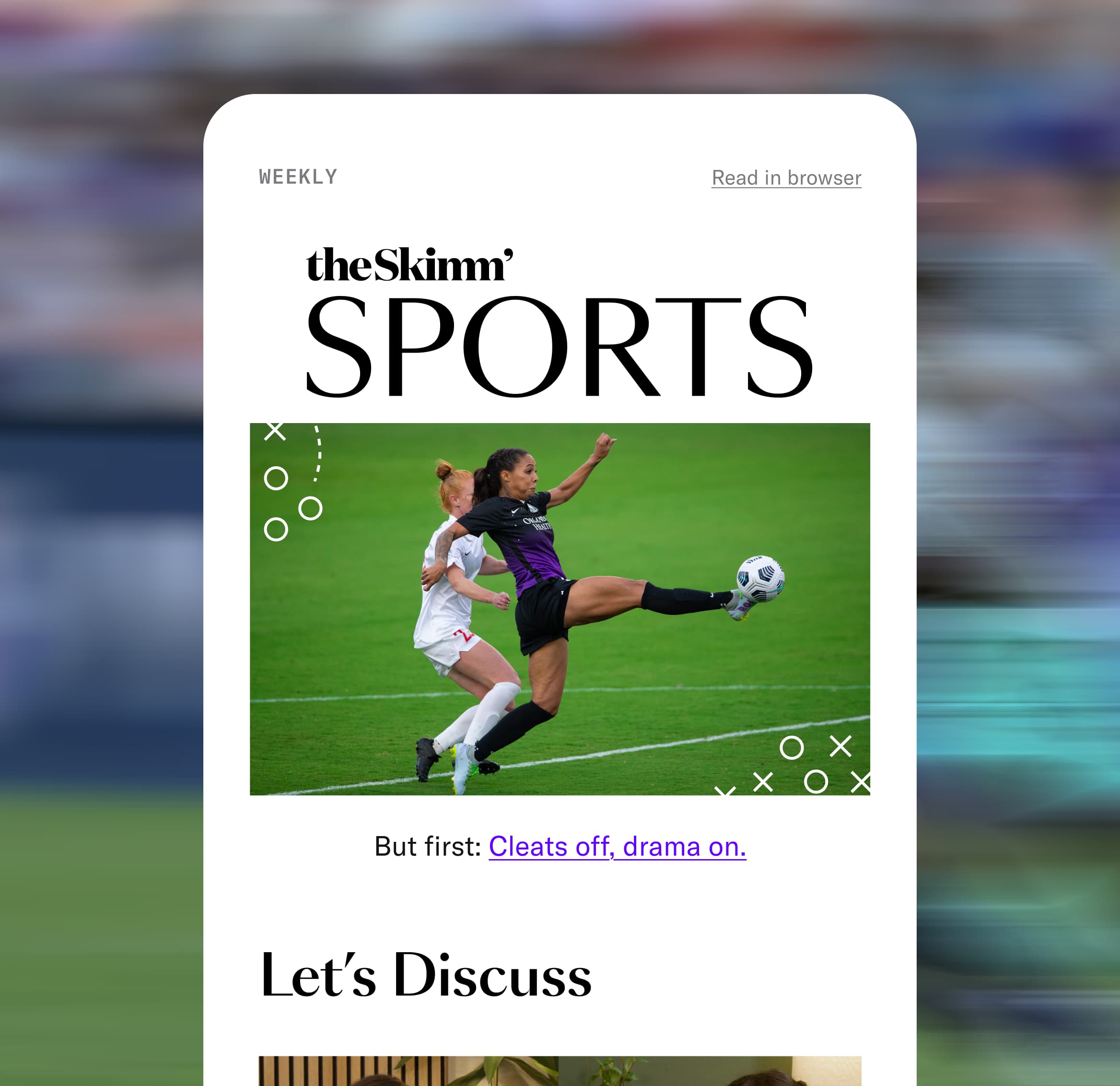 Skimm Sports NL with a a photo of sydney leroux playing soccer