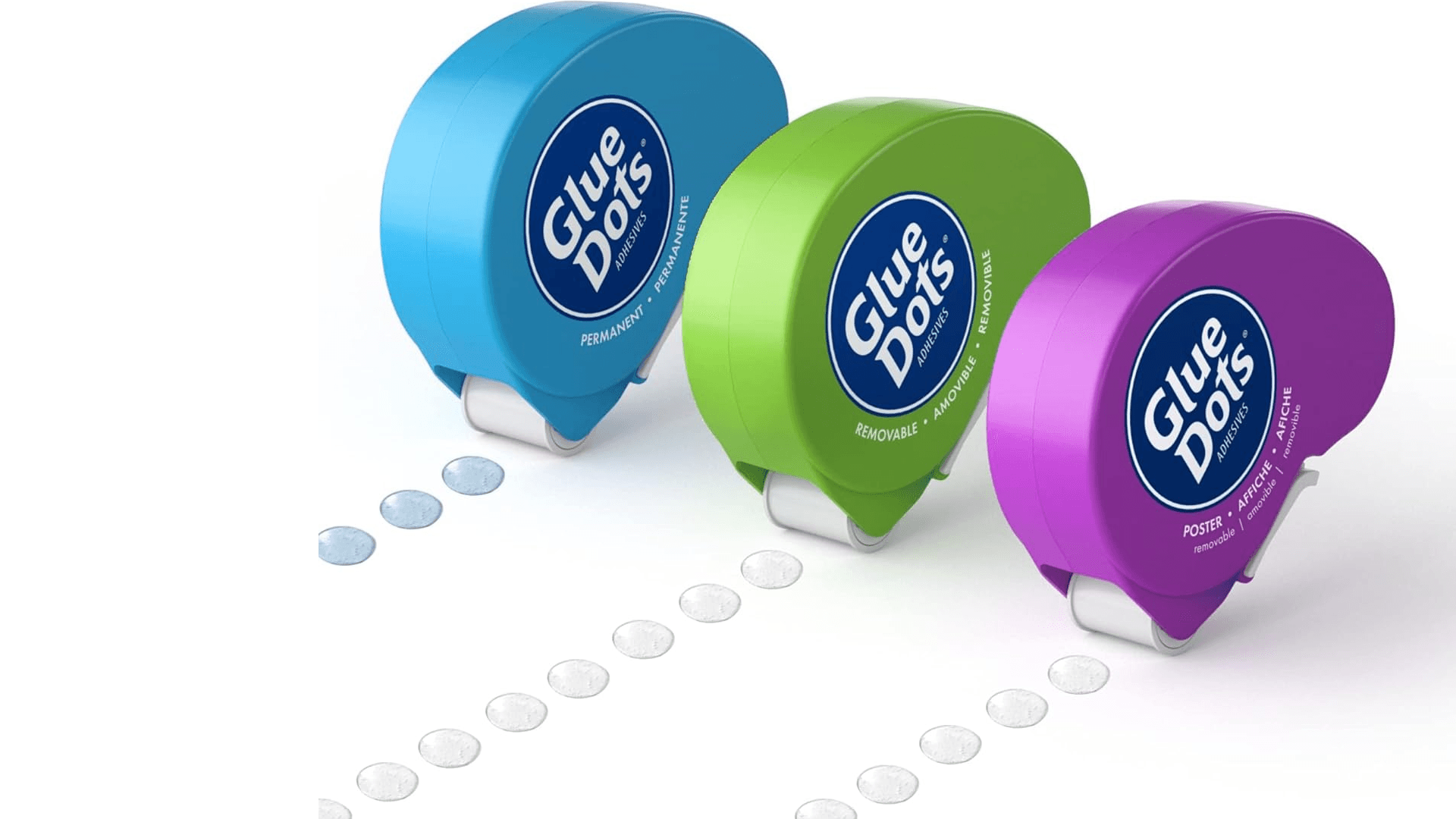 Glue Dots Dot N' Go Glue Dot Dispenser Project Pack with 200 Permanent, Poster, and Removable Double-Sided Adhesive Craft Dots Each, 3/8-Inch