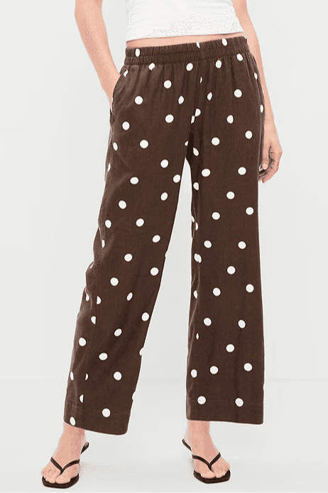High-Waisted Linen-Blend Straight Ankle Pants