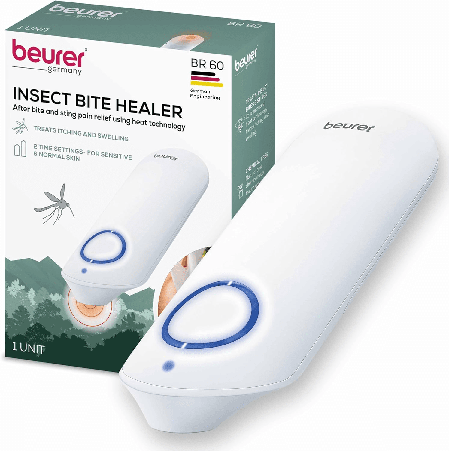 Beurer Insect Bite Healer Bug Bites and BeeWasp Stings Natural Bug Bites Relief Chemical Free Itch Stopper, White, 1 Count