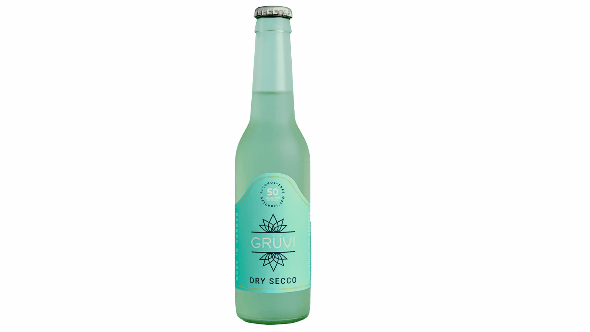 A bottle of Grüvi non-alcoholic prosecco 