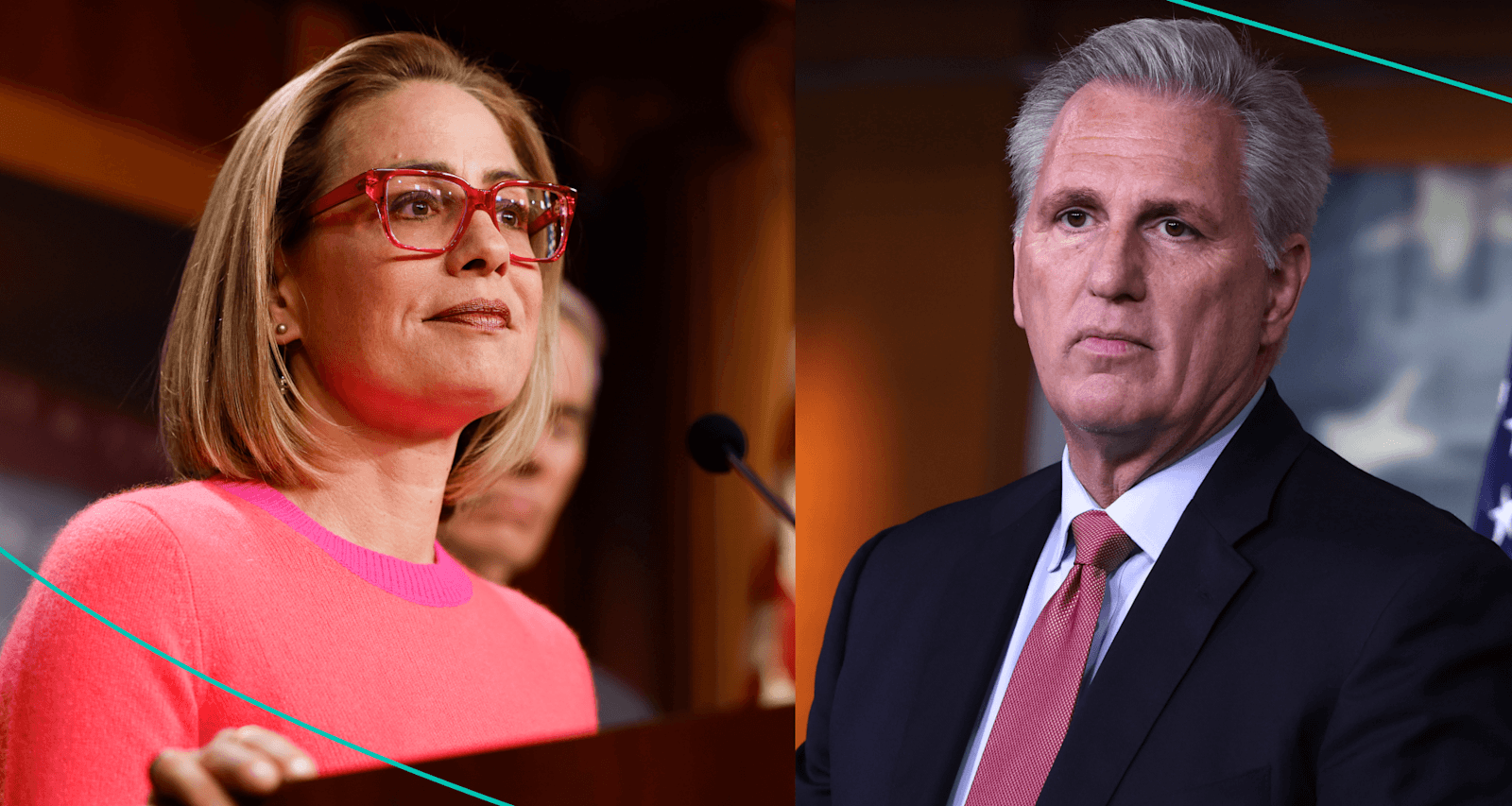 Sen. Kyrsten Sinema (D-AZ) and House Minority Leader Kevin McCarthy (R-CA). 