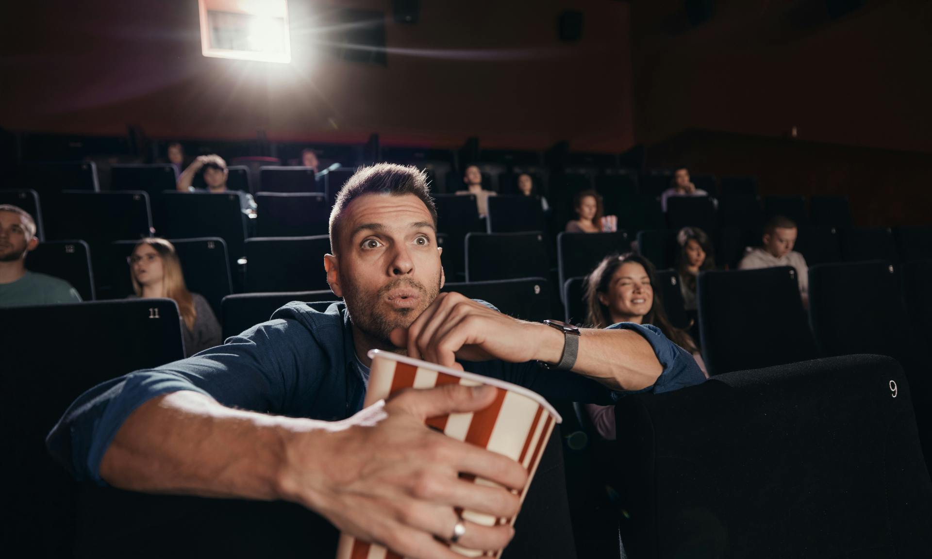 A man watching a movie