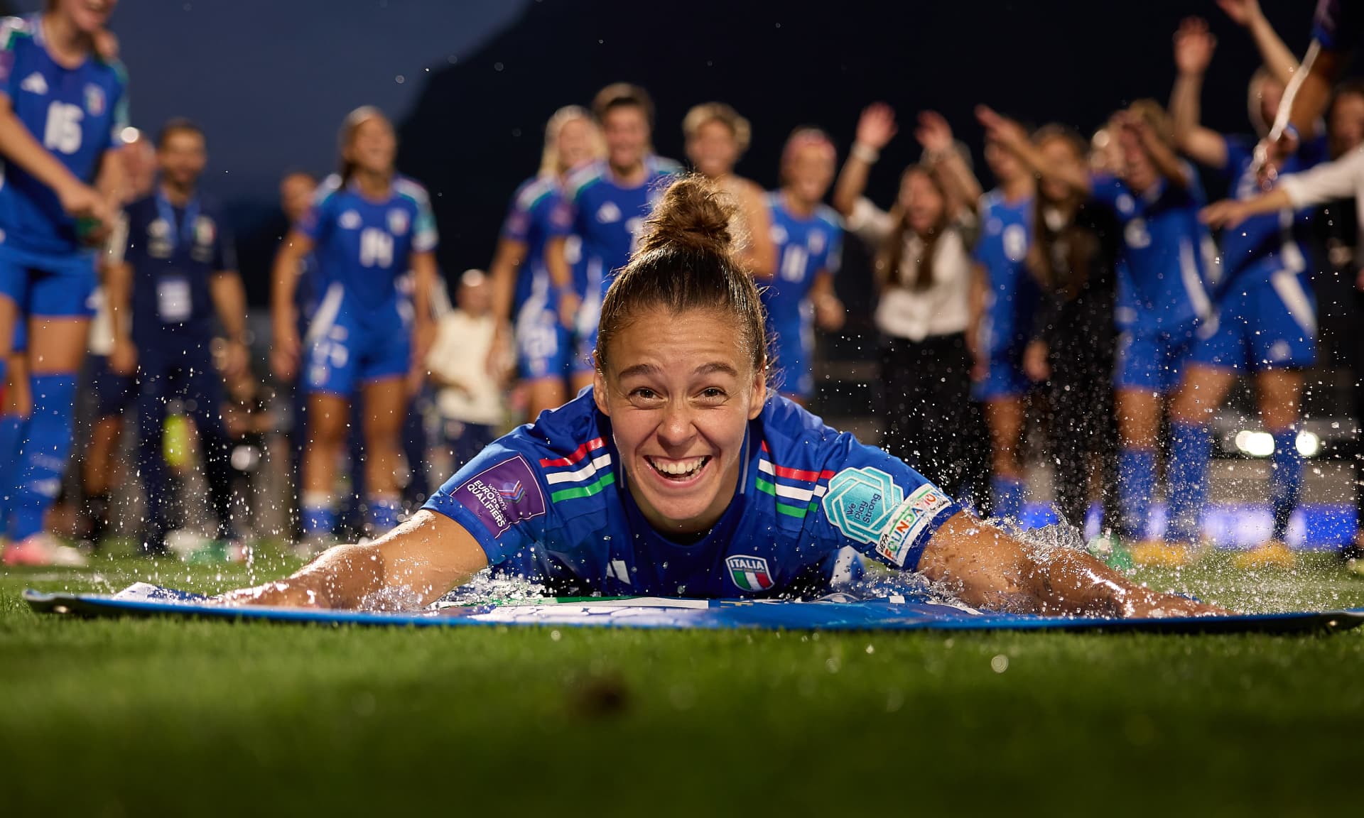 Lisa Boattin of Italy celebrates during the Women's EURO 2025 European Qualifiers match between Italy and Finland at Stadio Druso on July 16, 2024 in Bolzano, Italy