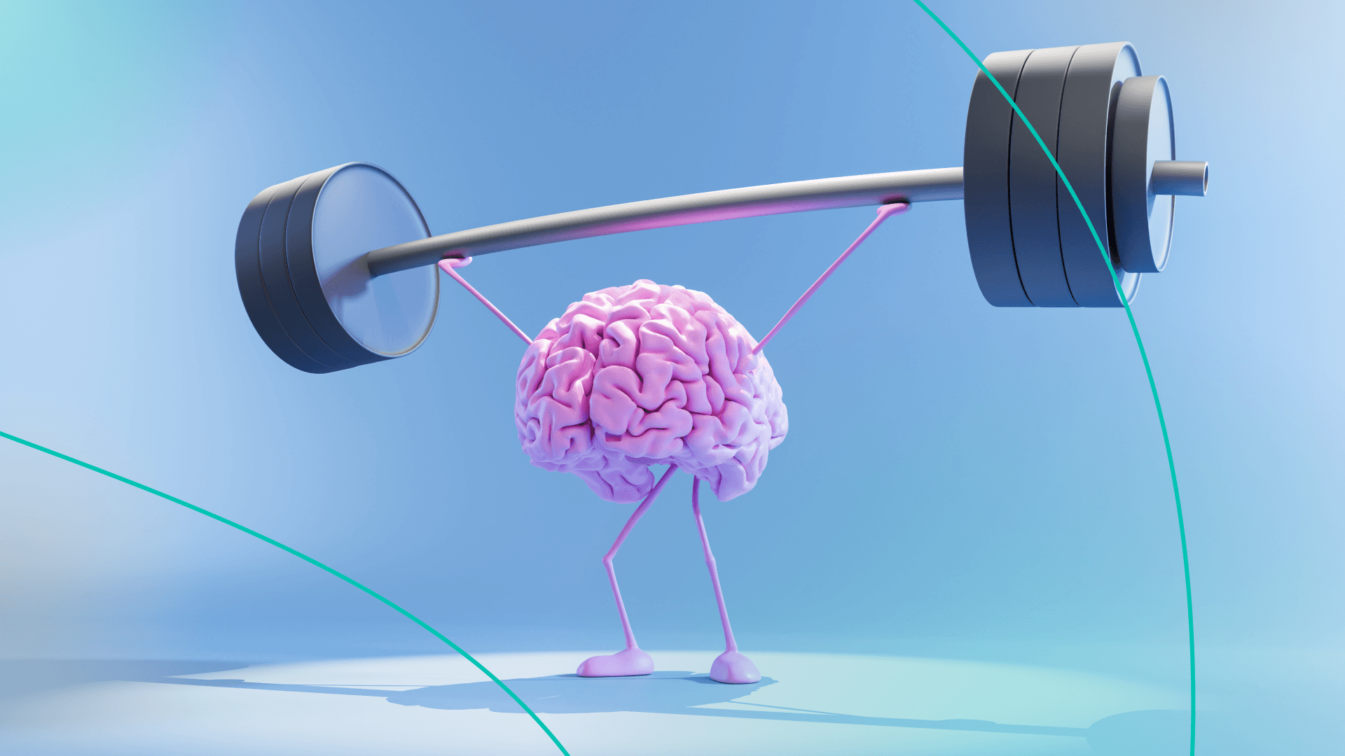 Illustration of a brain lifting a weight