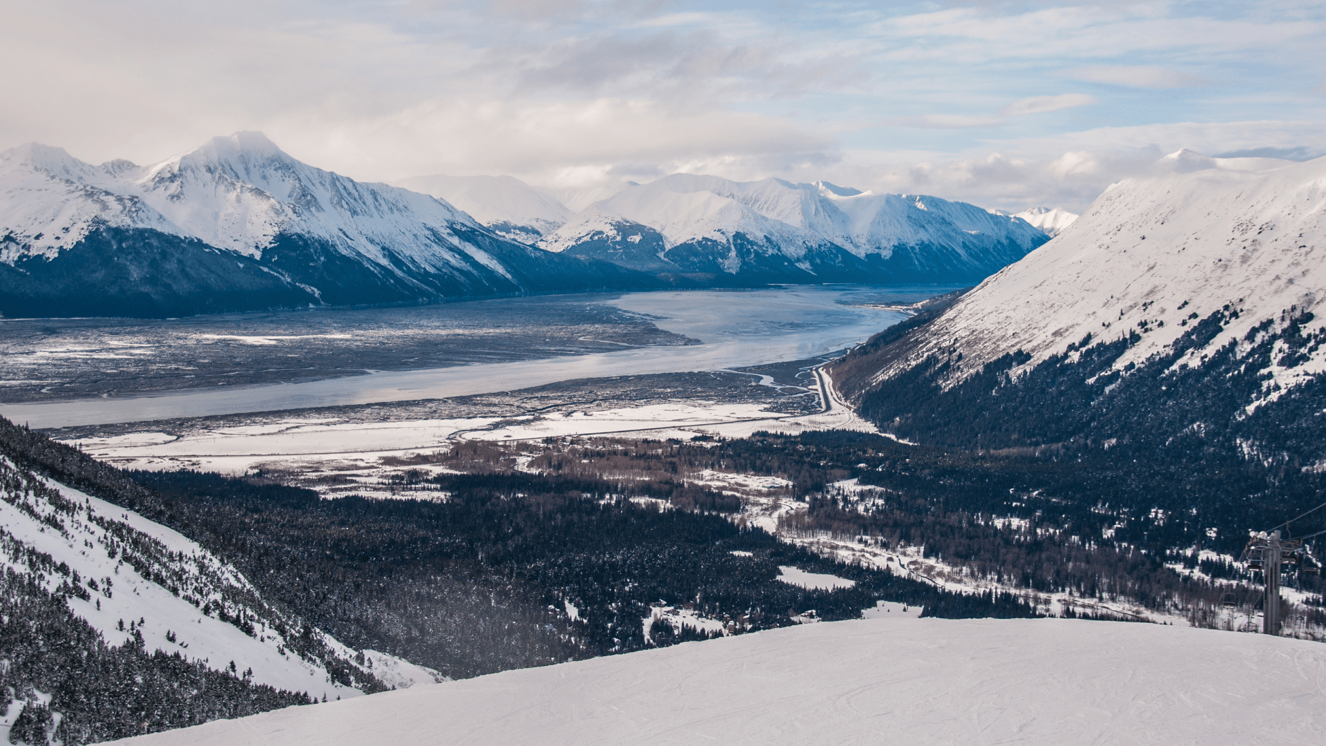 Snowy mountain landscape