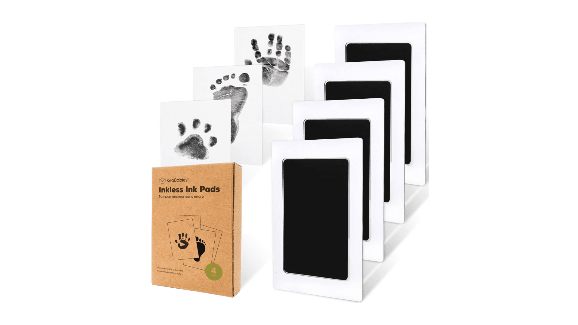 4-Pack Inkless Baby Hand and Footprint Kit - Mess Free Ink Pad for Newborn Keepsake, Dog Nose & Paw Print Kit, Clean Touch Ink Pad for Baby Hand & Footprints, Ideal New Mom Gifts (Jet Black)