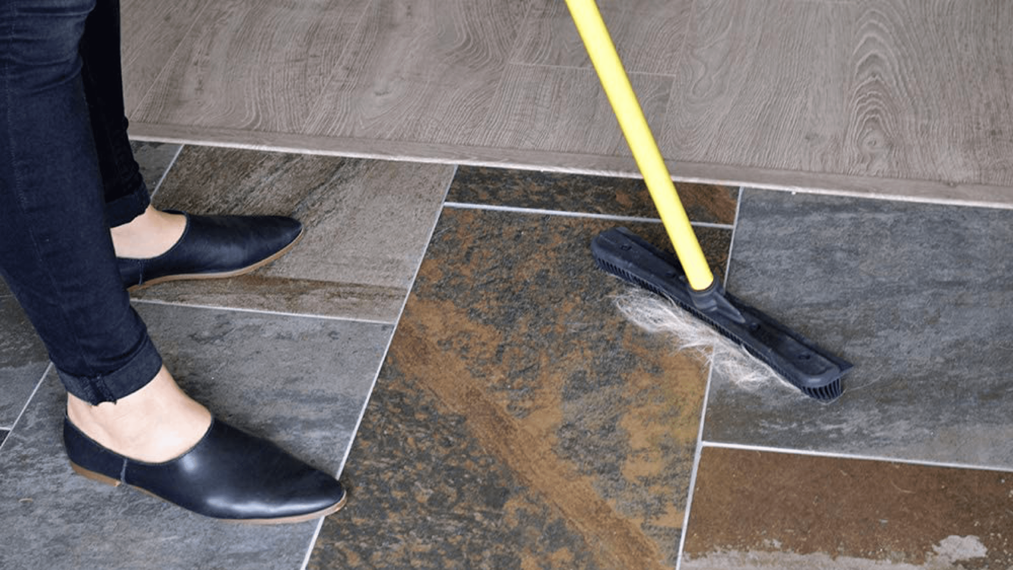 rubber-tipped broom for collecting pet hair