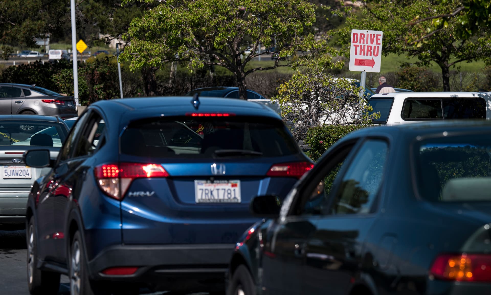 Cars stuck in a drive-thru