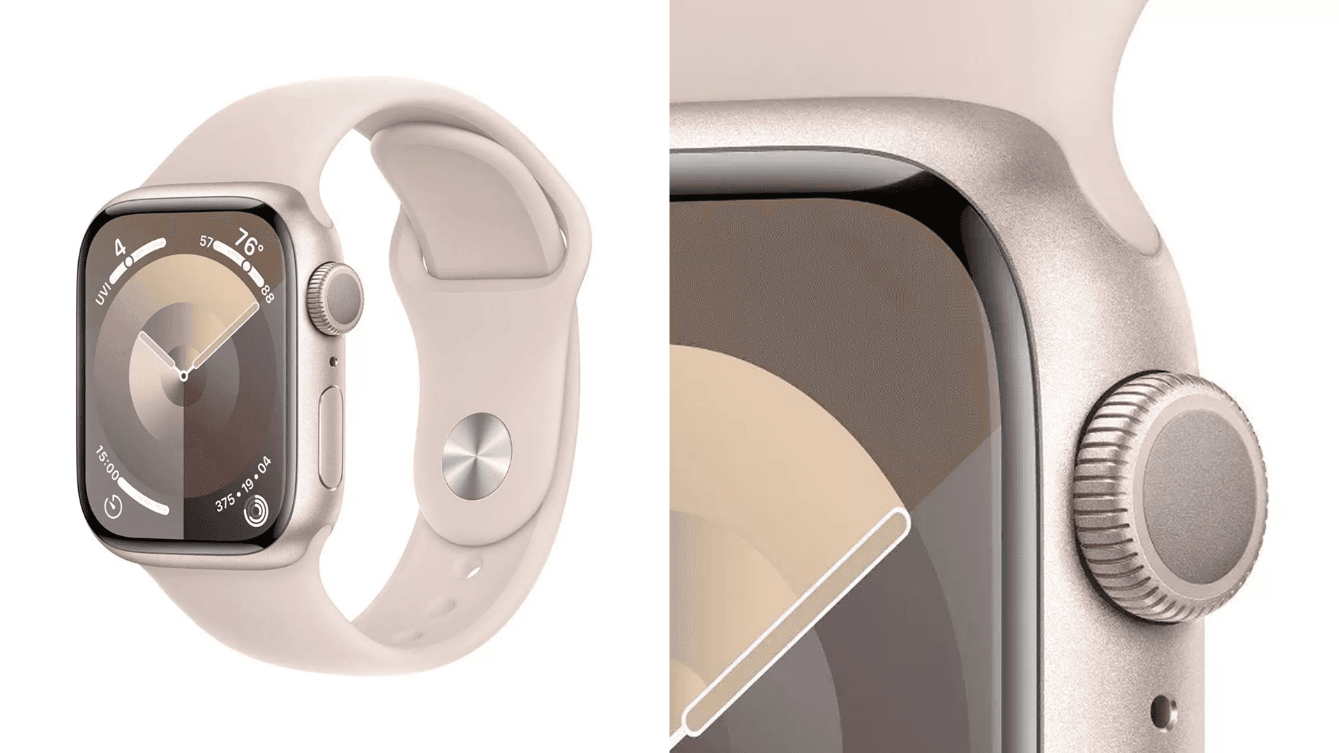 Apple watch and band in Starlight