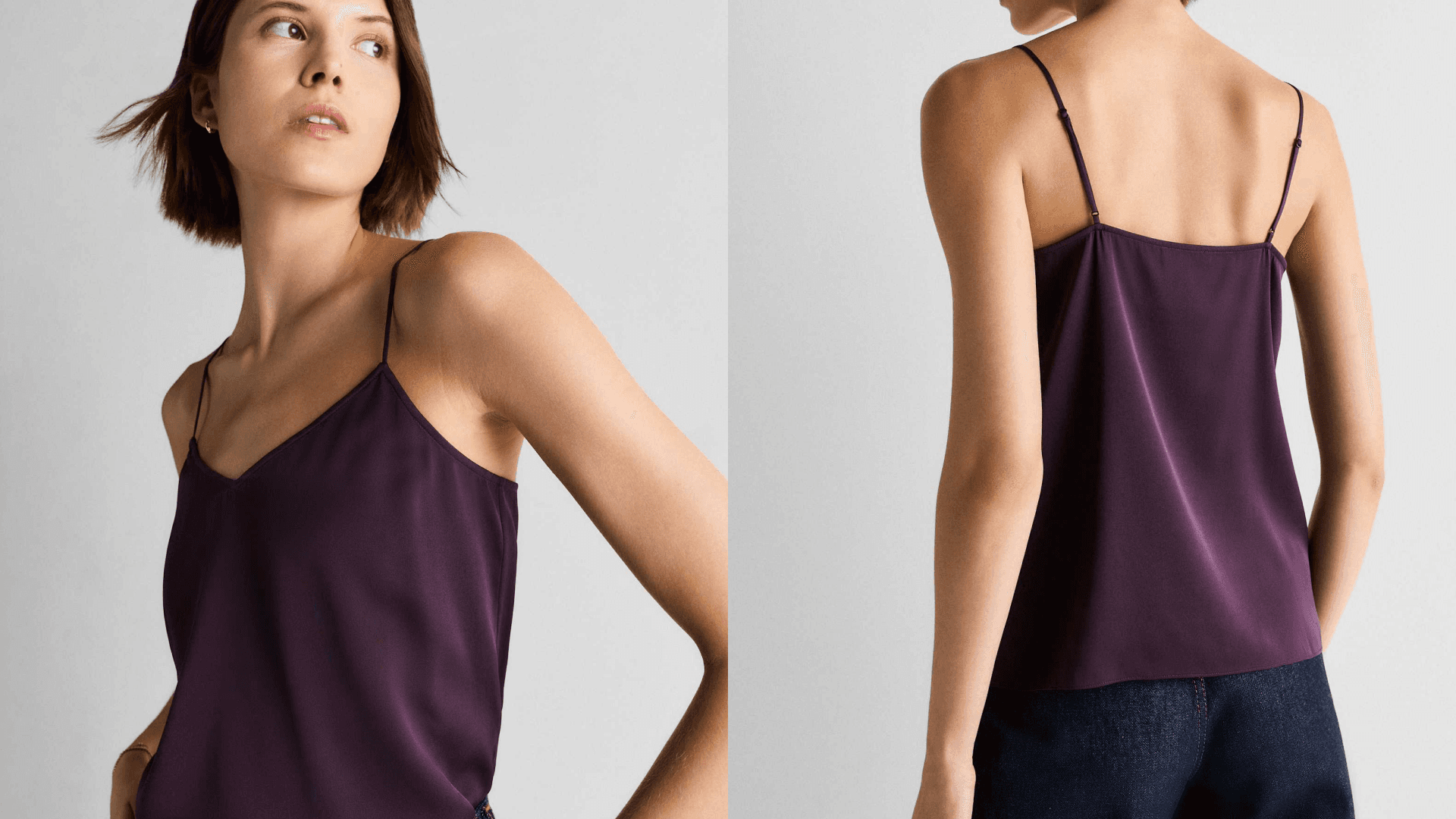 Silk v-neck cami in purple
