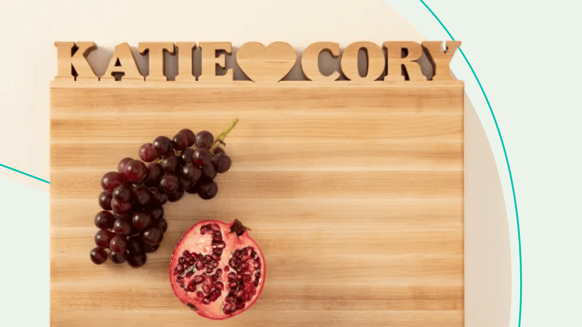 Personalized cutting board with fruit on it