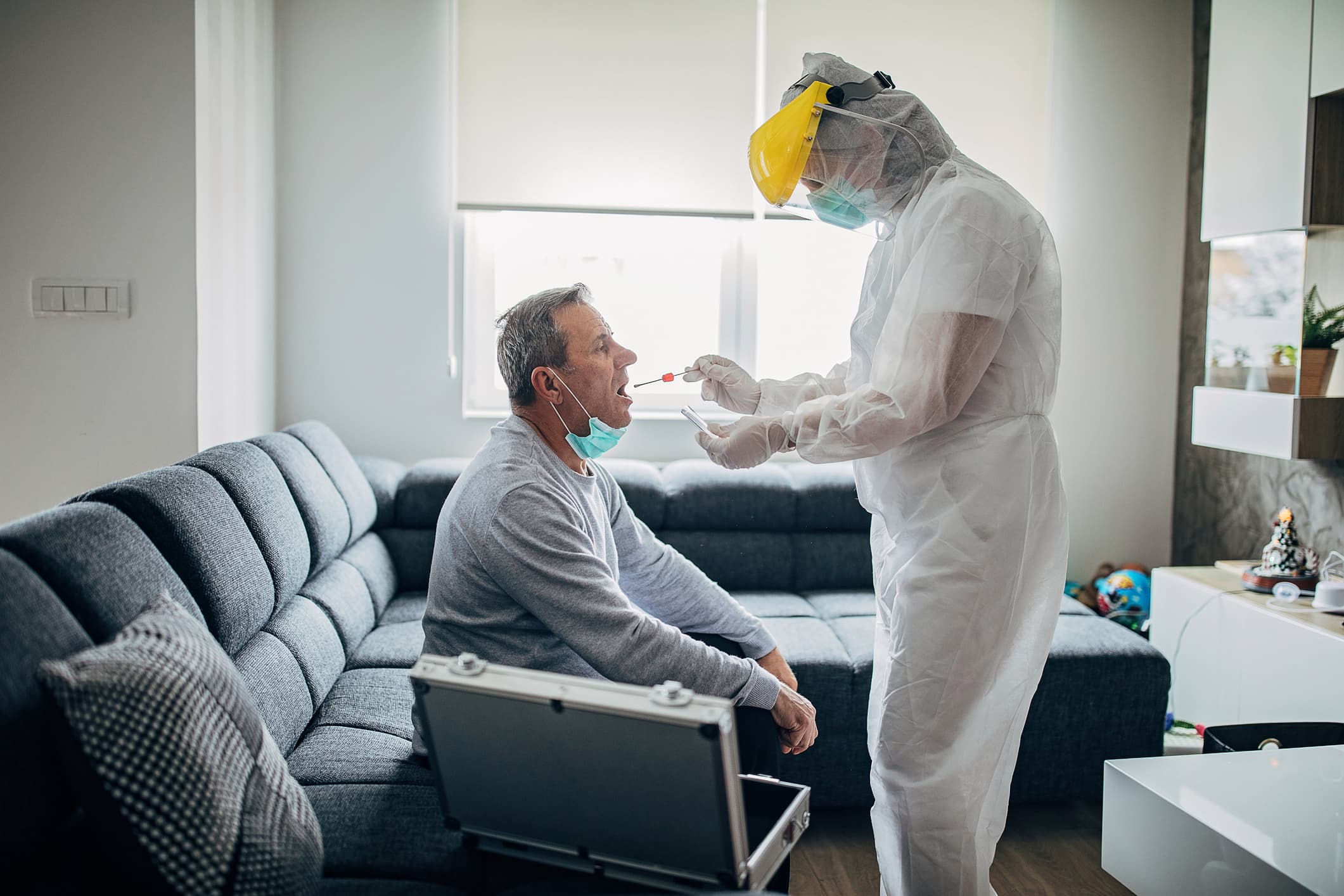 man getting tested for covid-19