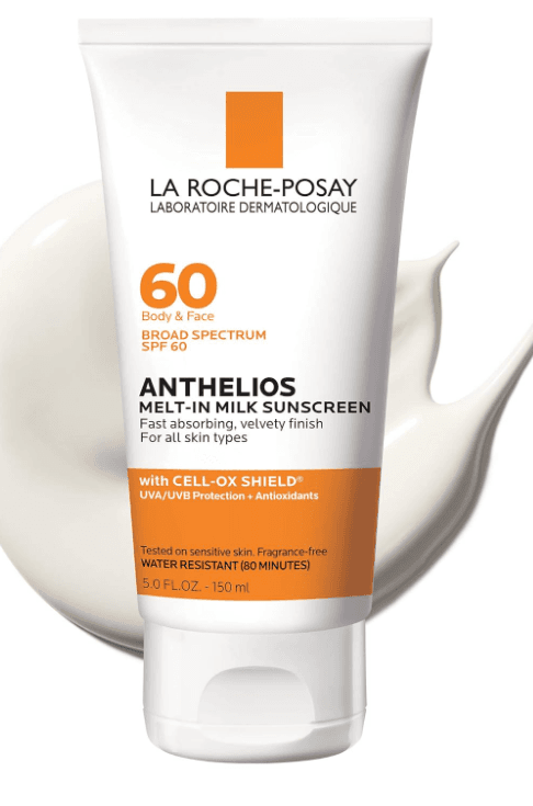 La Roche-Posay Anthelios Melt-In Milk Sunscreen SPF 60, Sunscreen For Body & Face, Broad Spectrum SPF + Antioxidants, Oil Free, Lightweight & Fast Absorbing, Oxybenzone Free