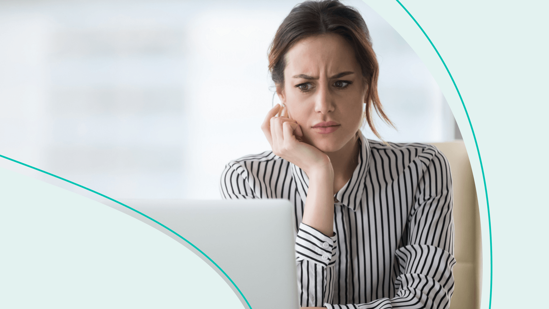 accessibility, frustrated woman looking at laptop