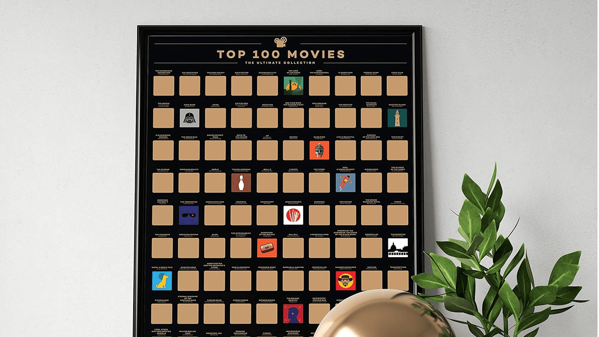 Enno Vatti Top 100 Movies Scratch Off Poster - Bucket List of Best Films - 100 Movie Scratch Off Poster (16.5" x 23.4") - Including Top 100 Movie Posters - Gift for Movie Lovers
