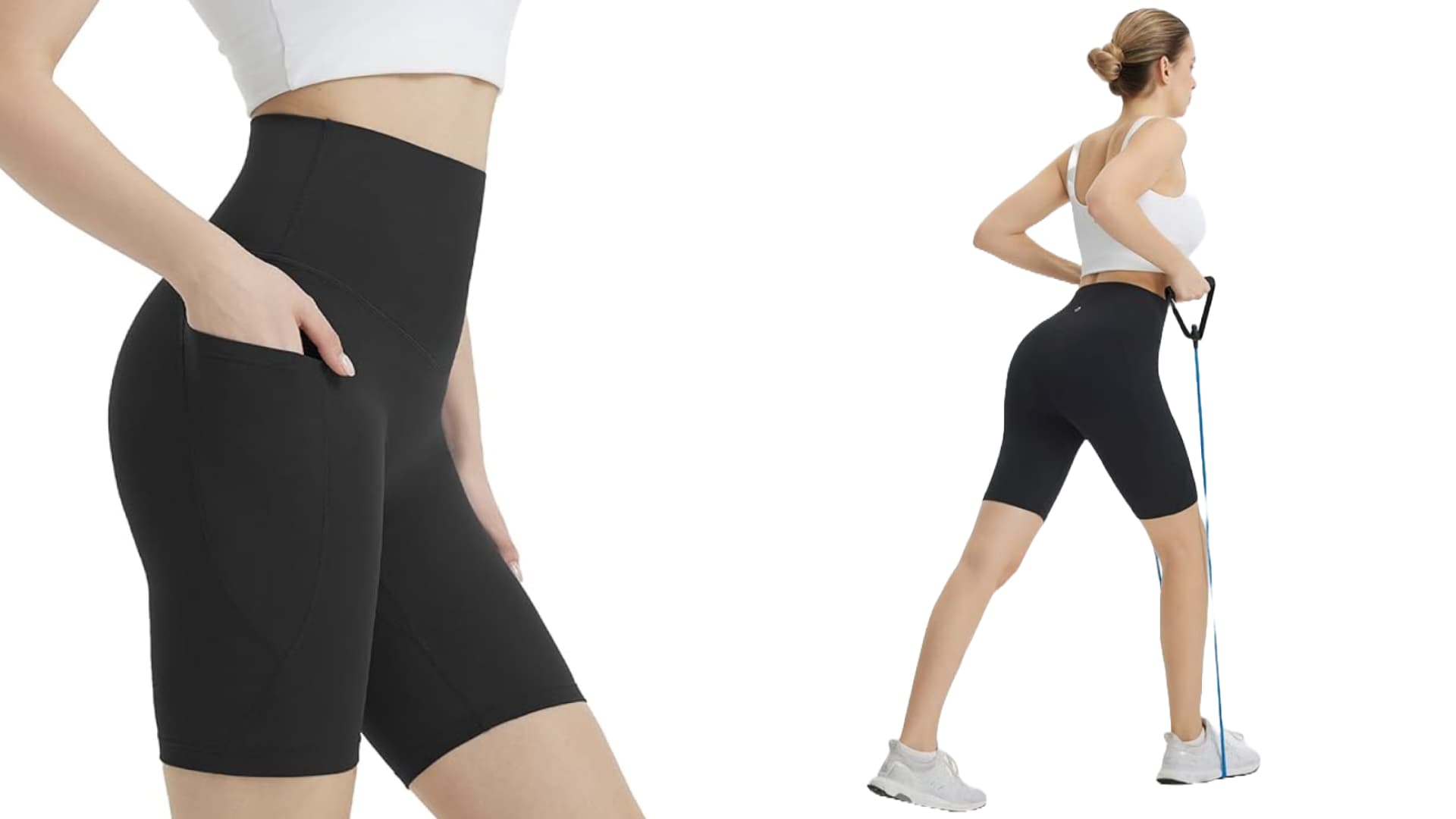 A pair of stretchy biker shorts