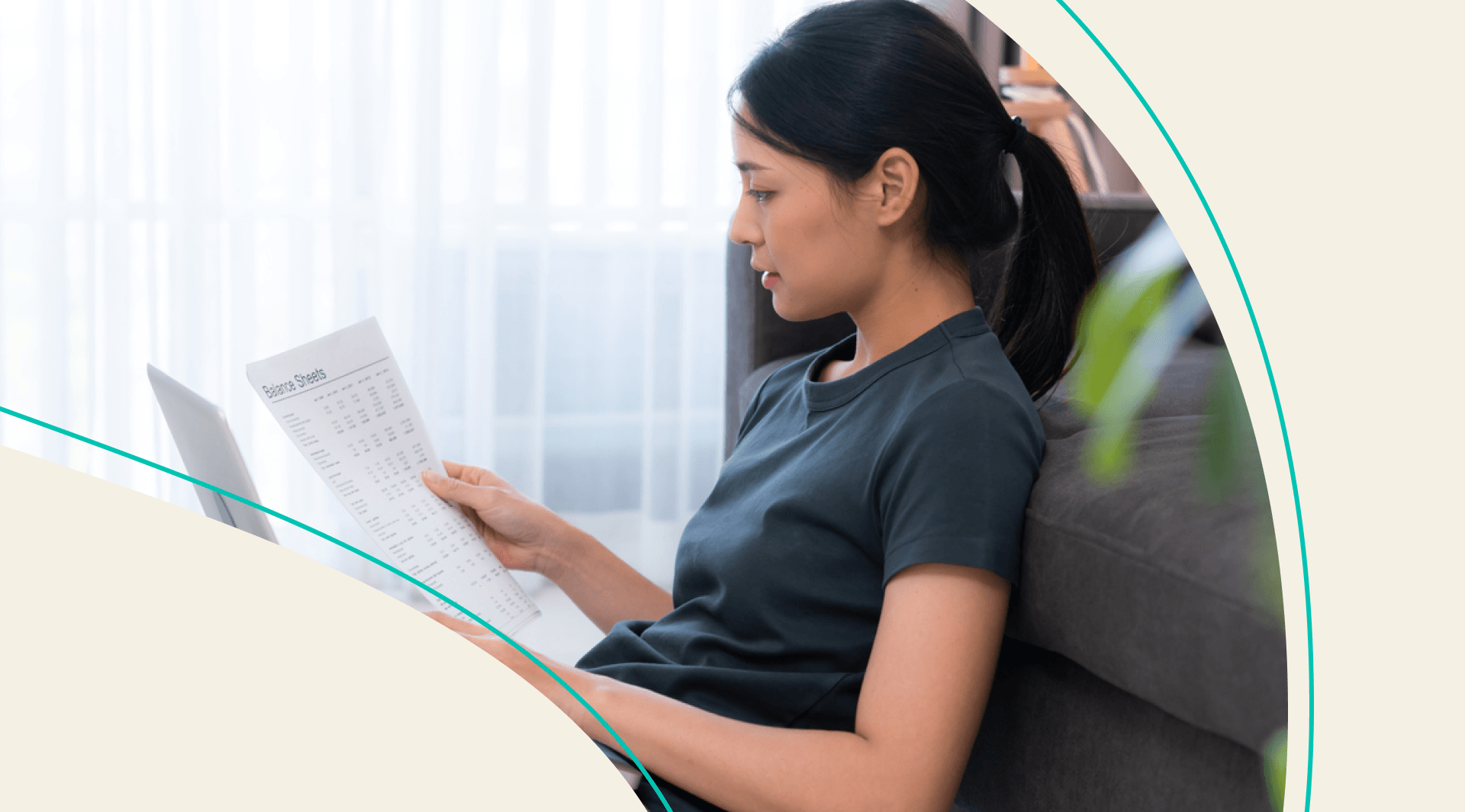 Woman reviewing tax forms