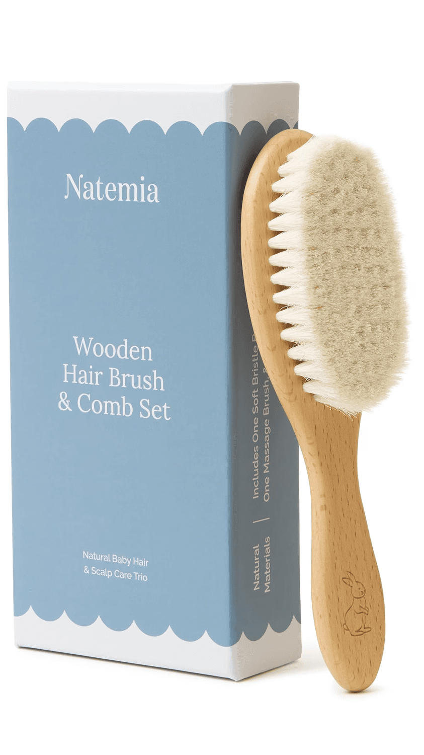Natemia Wooden Hair Brush & Comb Set