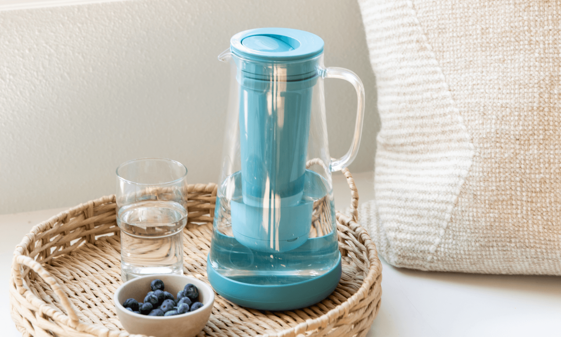 filtered glass water pitcher