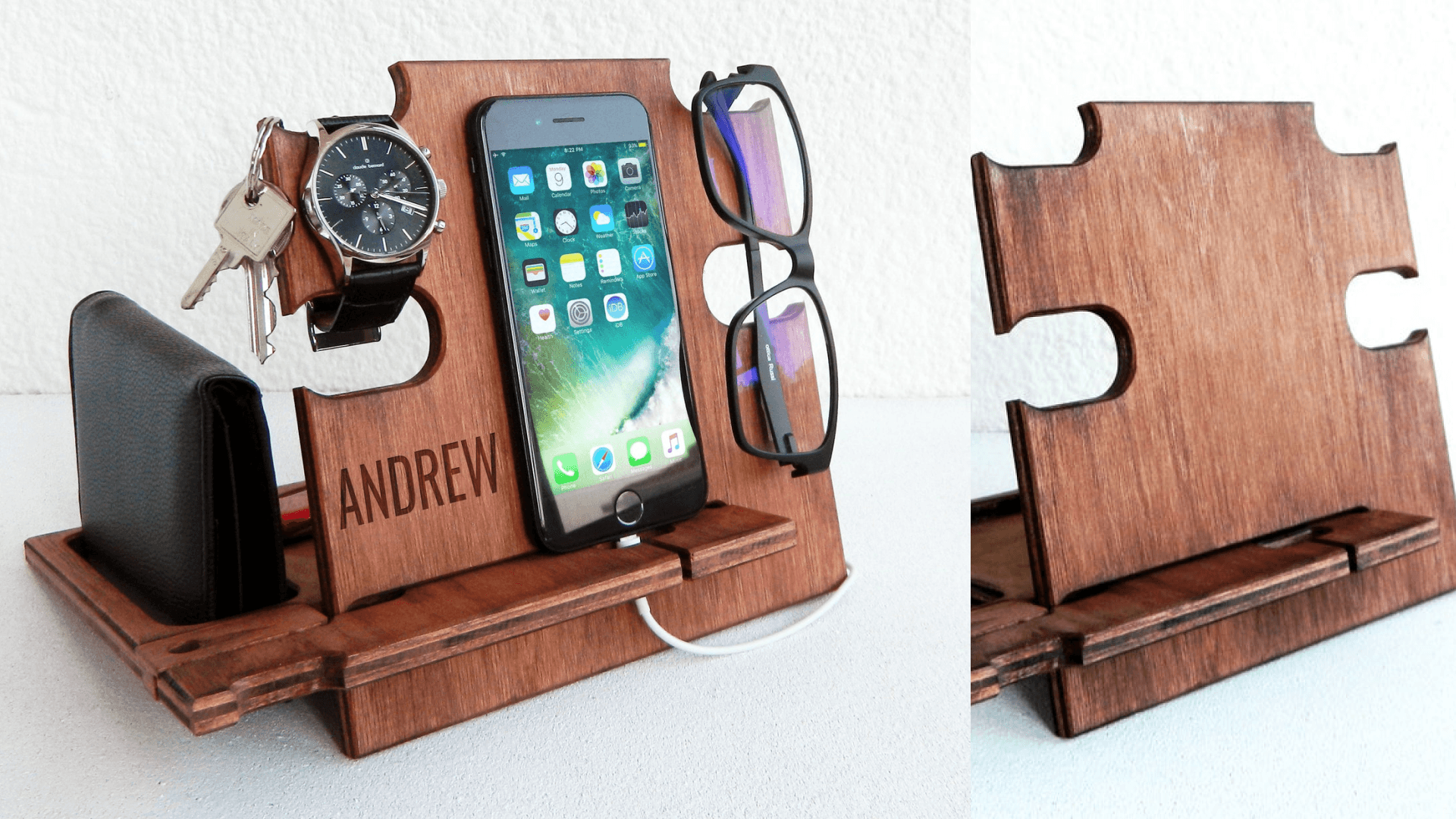 bedside docking station for phone and valuables