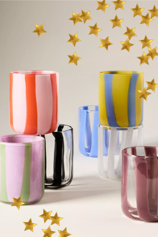 Ribbon Stripe Icon Juice Glass