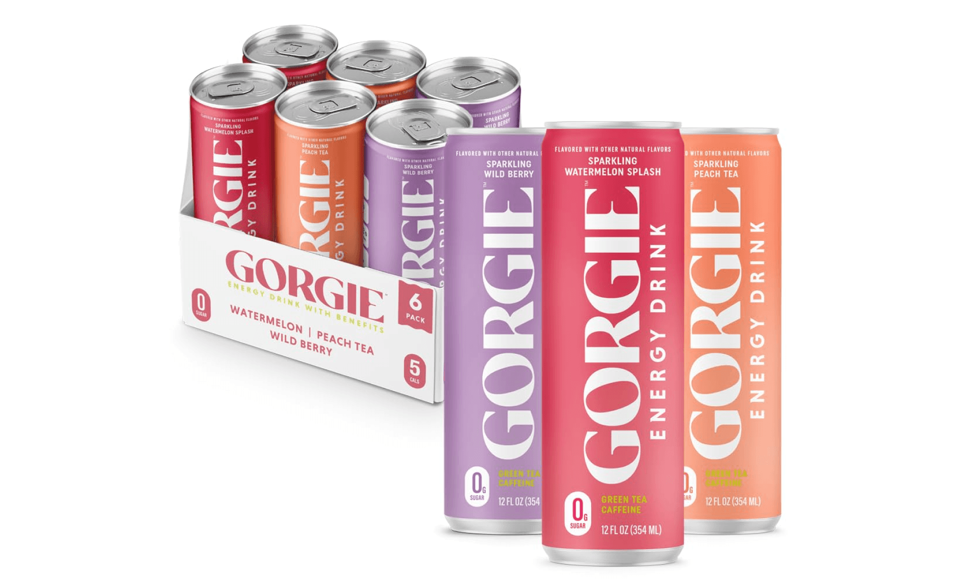 GORGIE Sugar Free Natural Energy Drinks, Sparkling Paradise Punch (12 Pack) - Healthy Energy Drinks - Natural Coffee Replacement with Green Tea Caffeine and Biotin - 150mg Caffeine, Vegan, Low Calorie