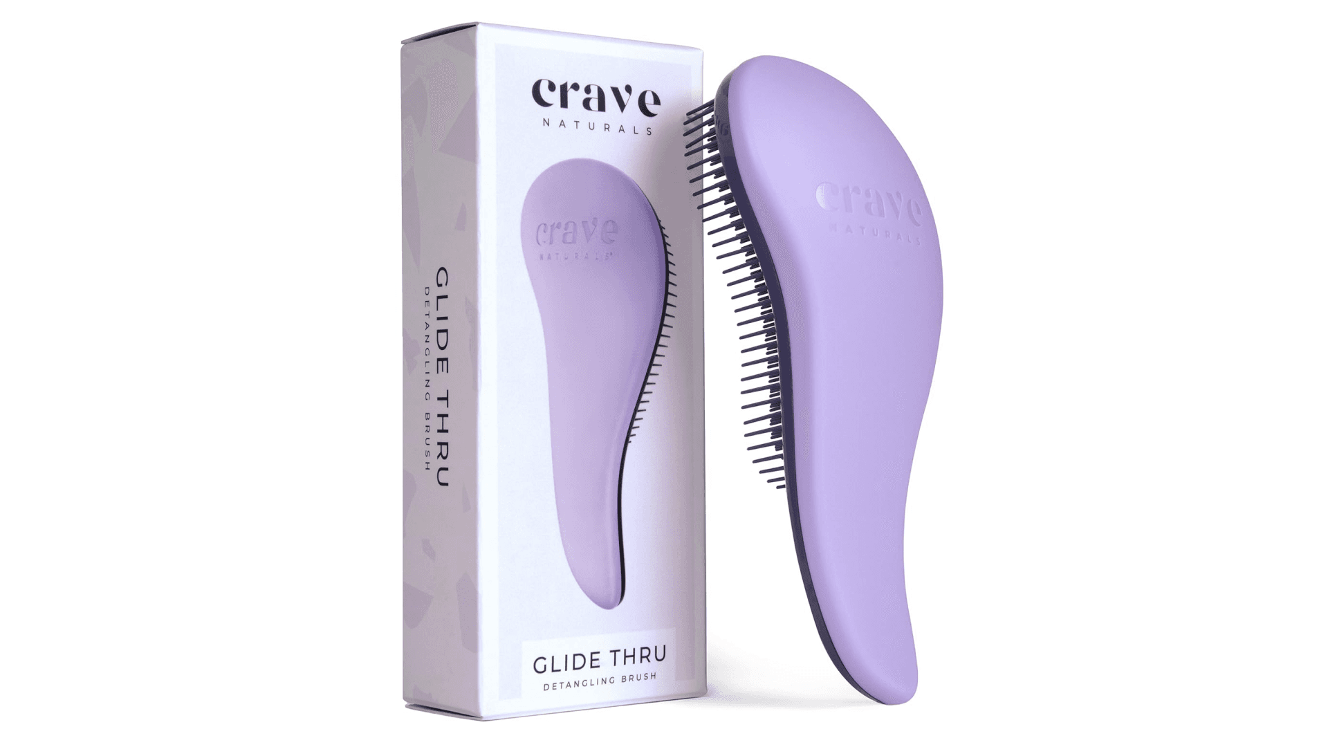 Crave Naturals Glide Thru Hair Brush - Detangler Brush for Curly, Straight, Wet or Dry Hair - Gentle Detangling Brushes for Adults, Kids, Toddlers - Hair Accessories for Women, 7.5x3" - Purple