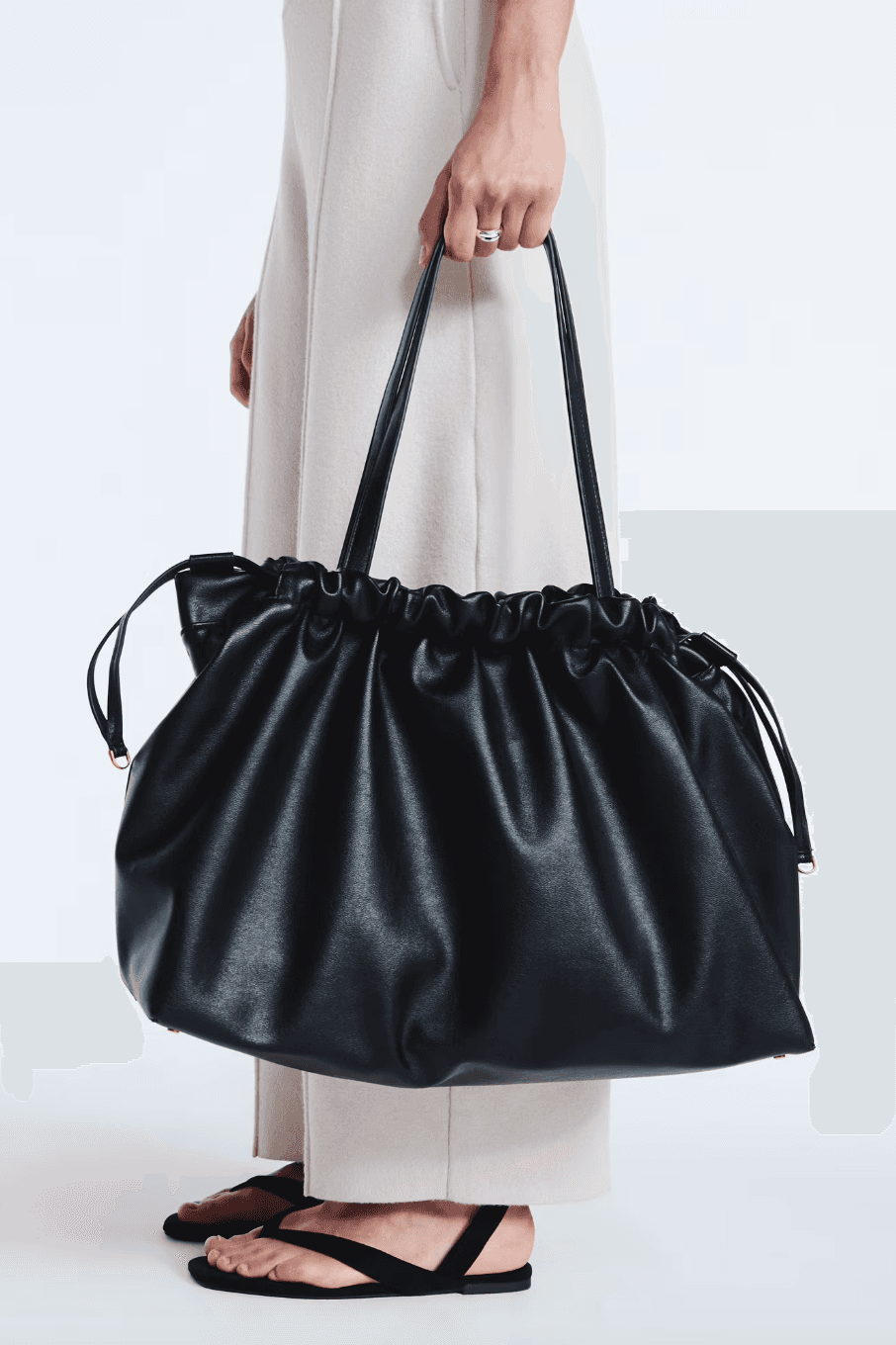 ruched tote bag