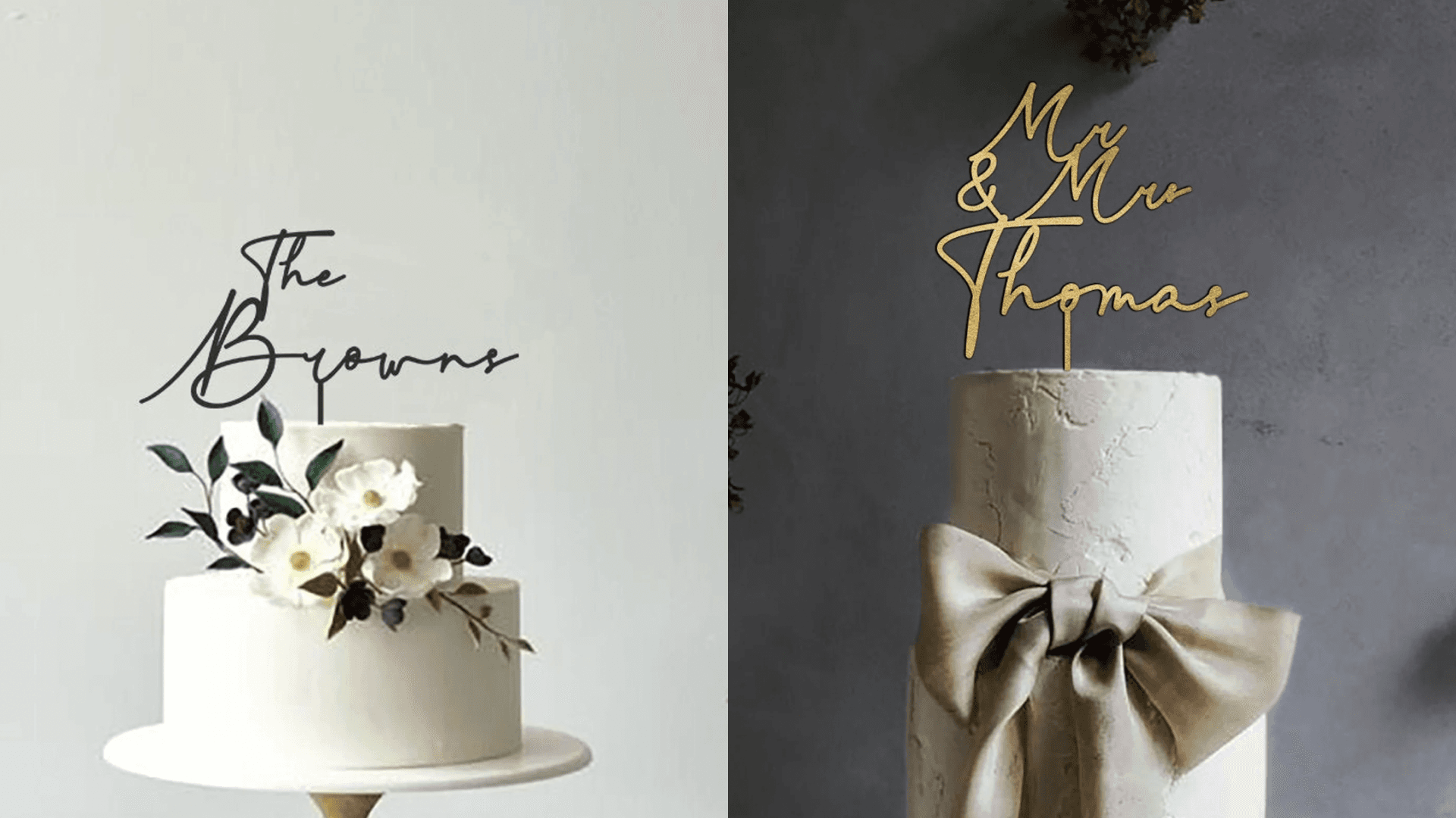 Script cake topper chic wedding decor on a budget