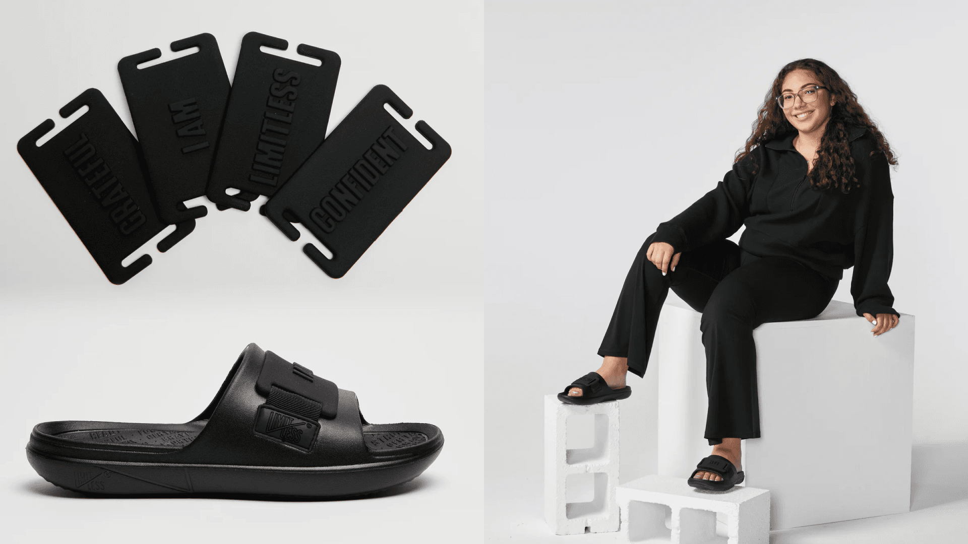 Black slides with interchangeable straps