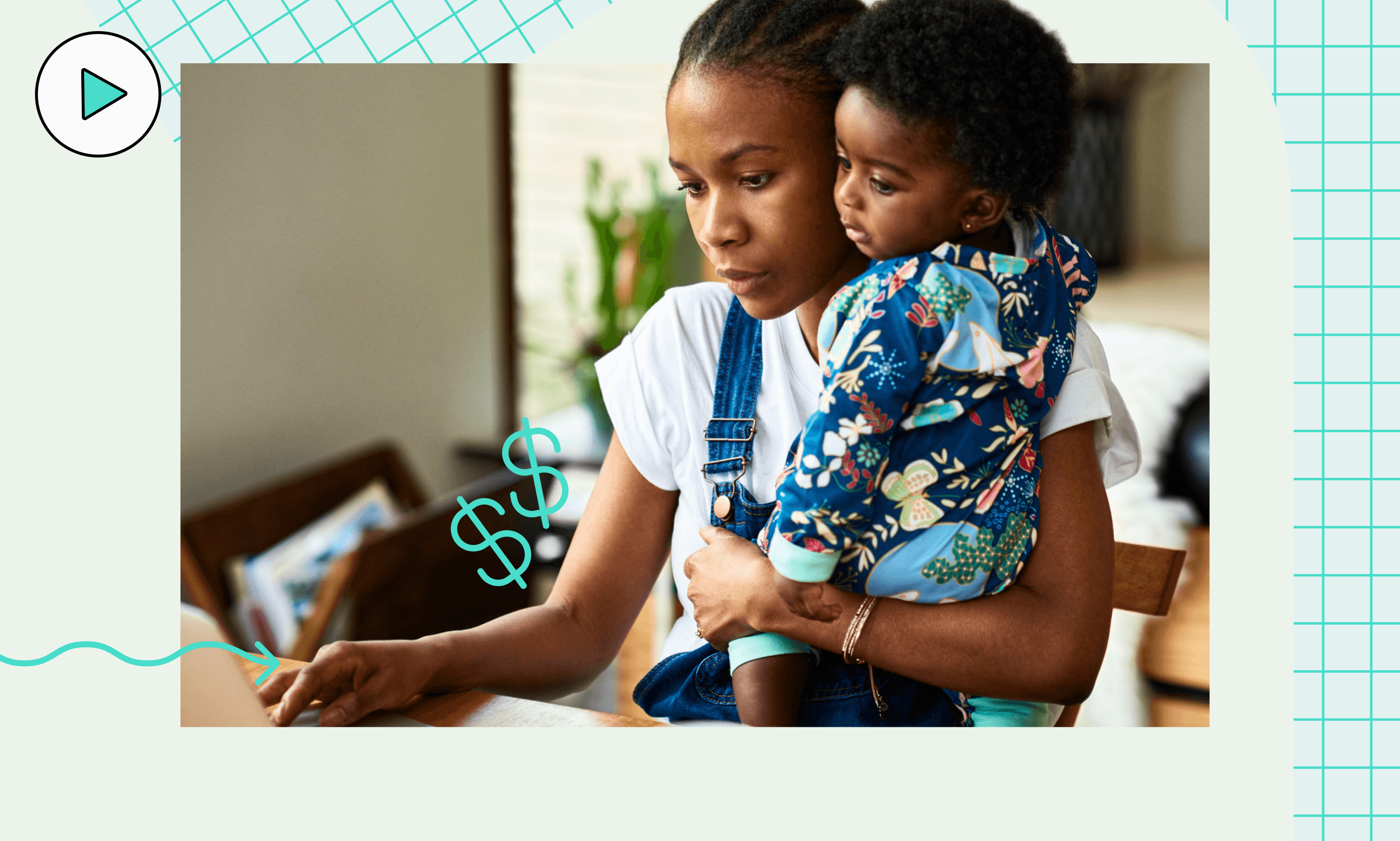 woman with baby looking at laptop