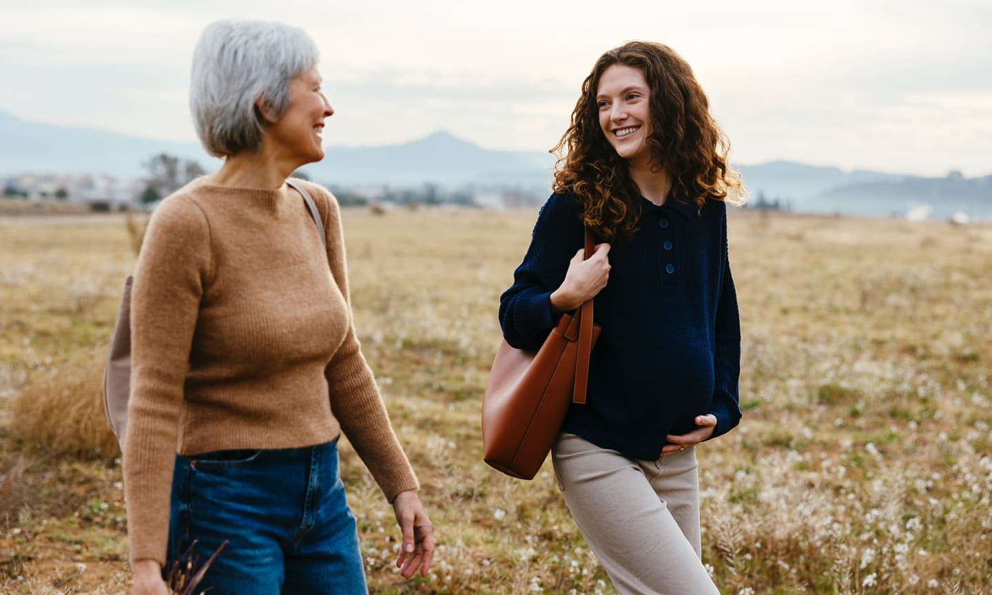 Two women walking