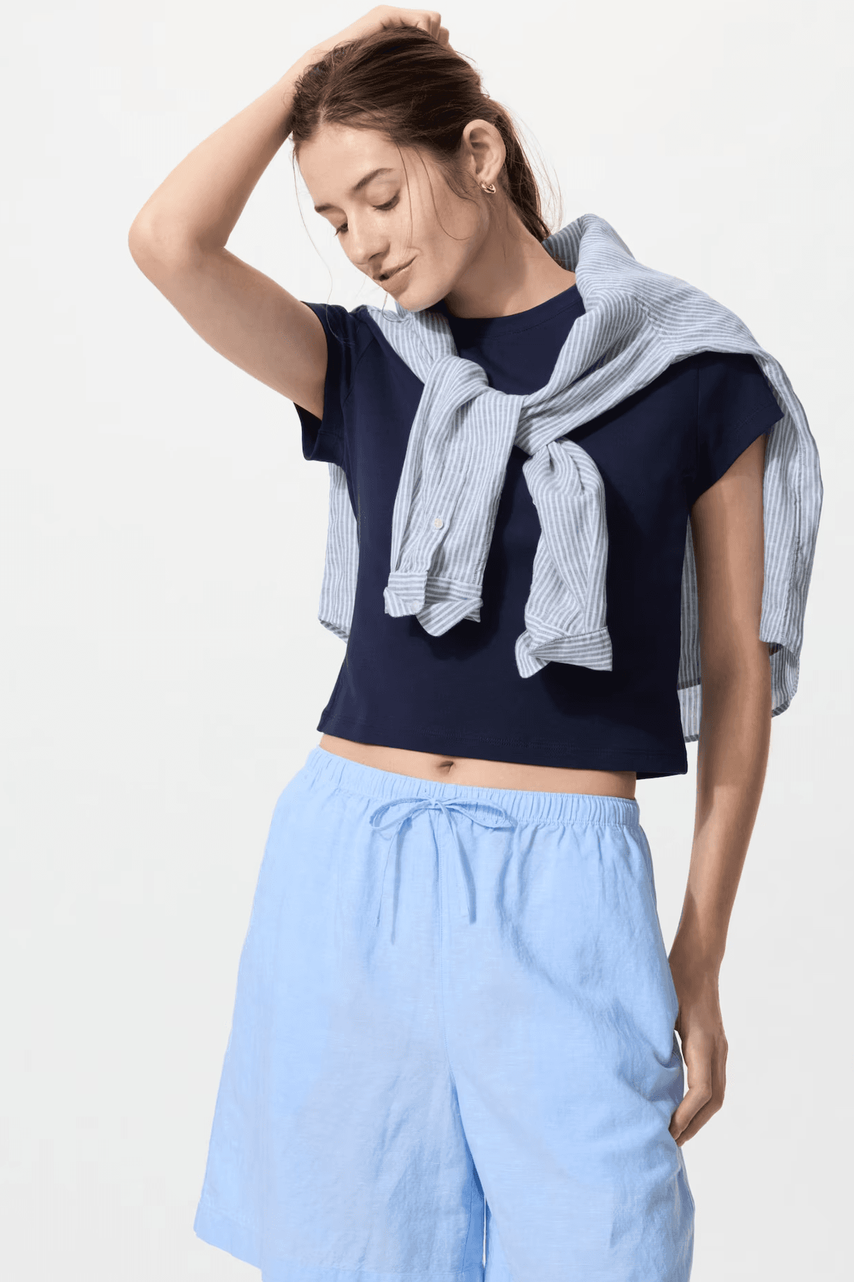 linen-blend shorts