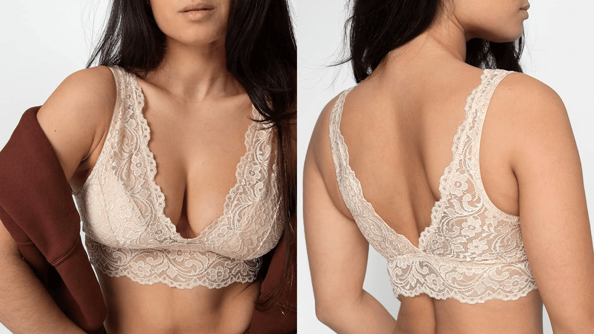 Lace bralette in beige