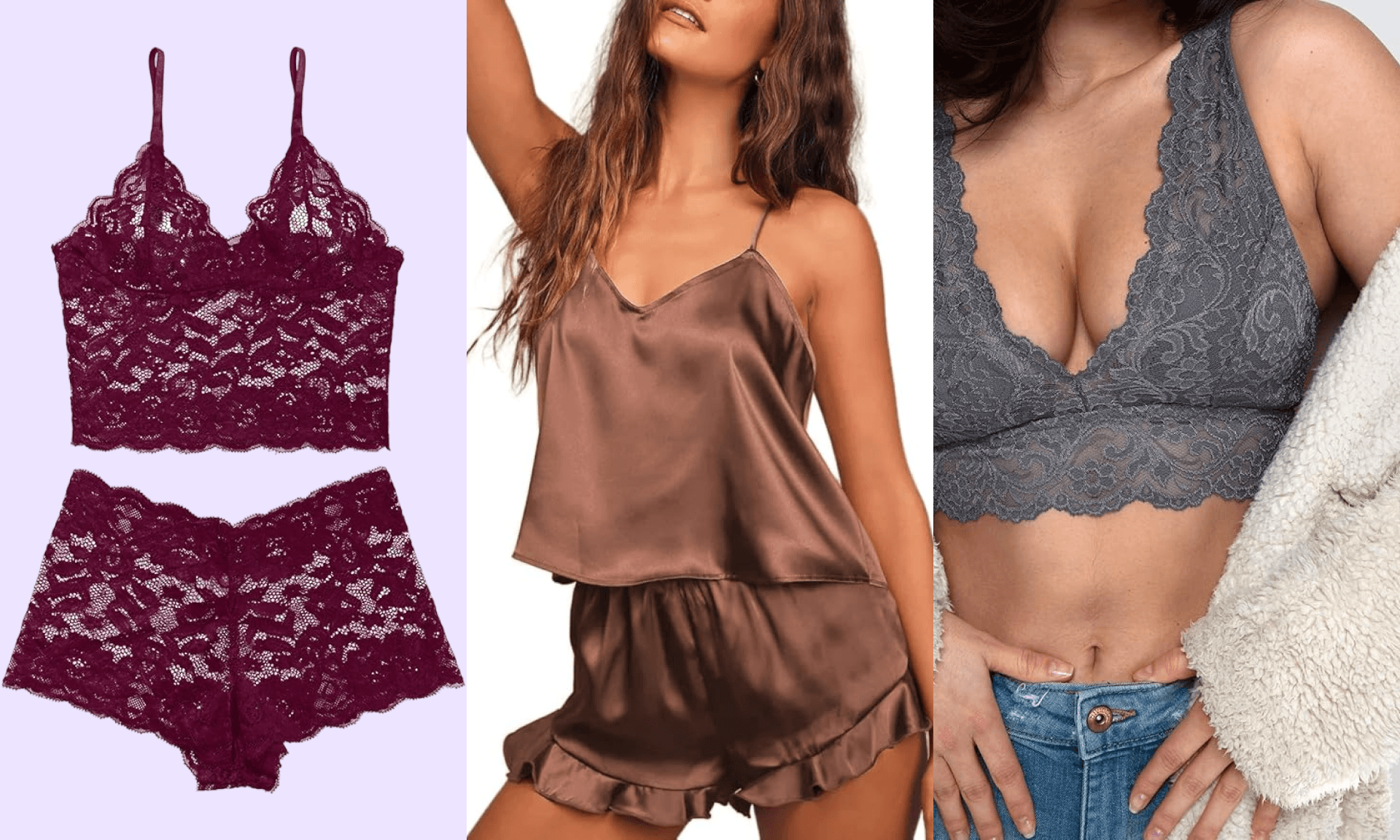 Three Amazon lingerie sets