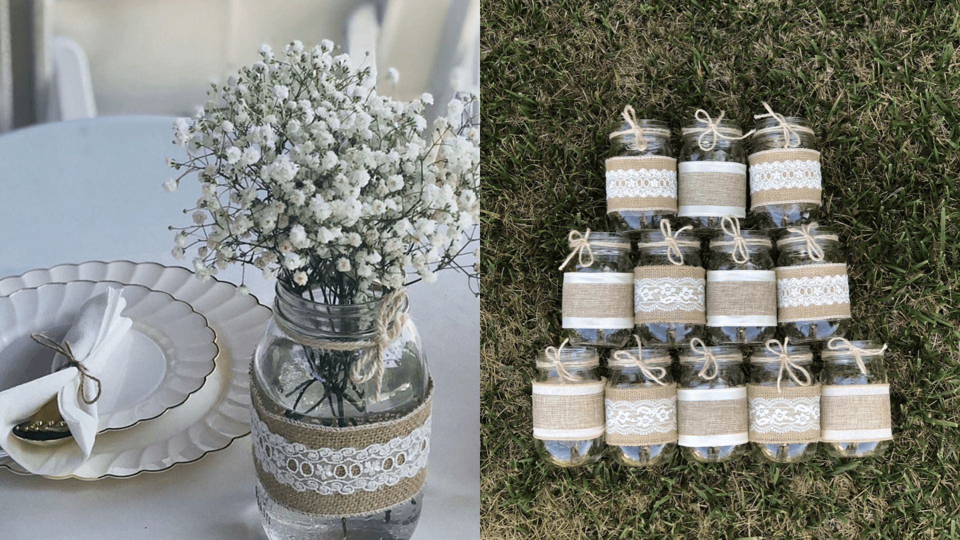 DIY wedding decor jar sleeves