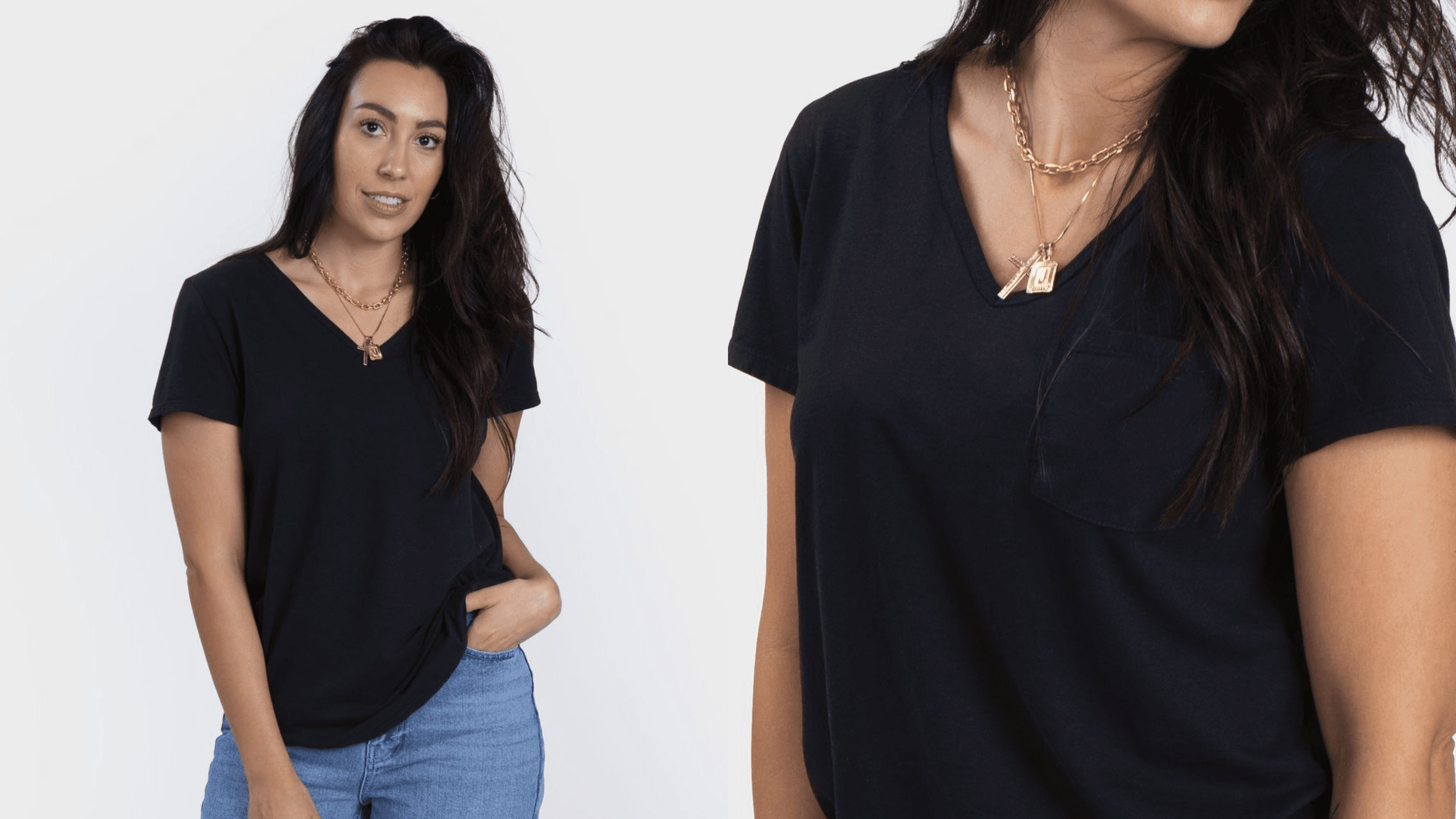black v-neck pocket T-shirt