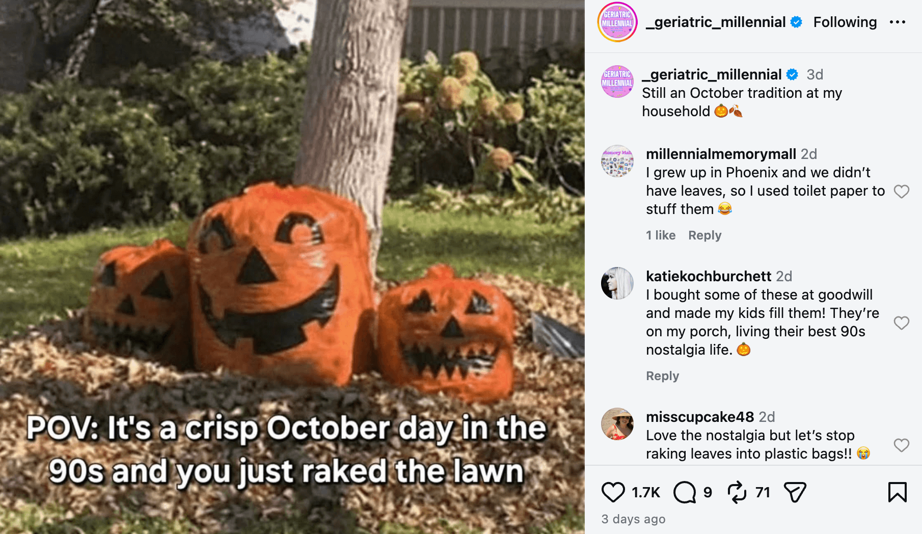 core memory pumpkin bags