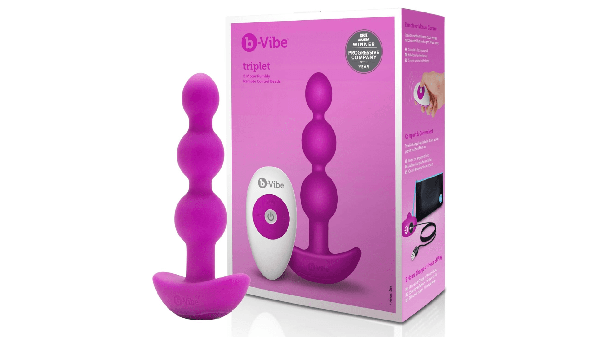 Anal beads with product box featuring remote control